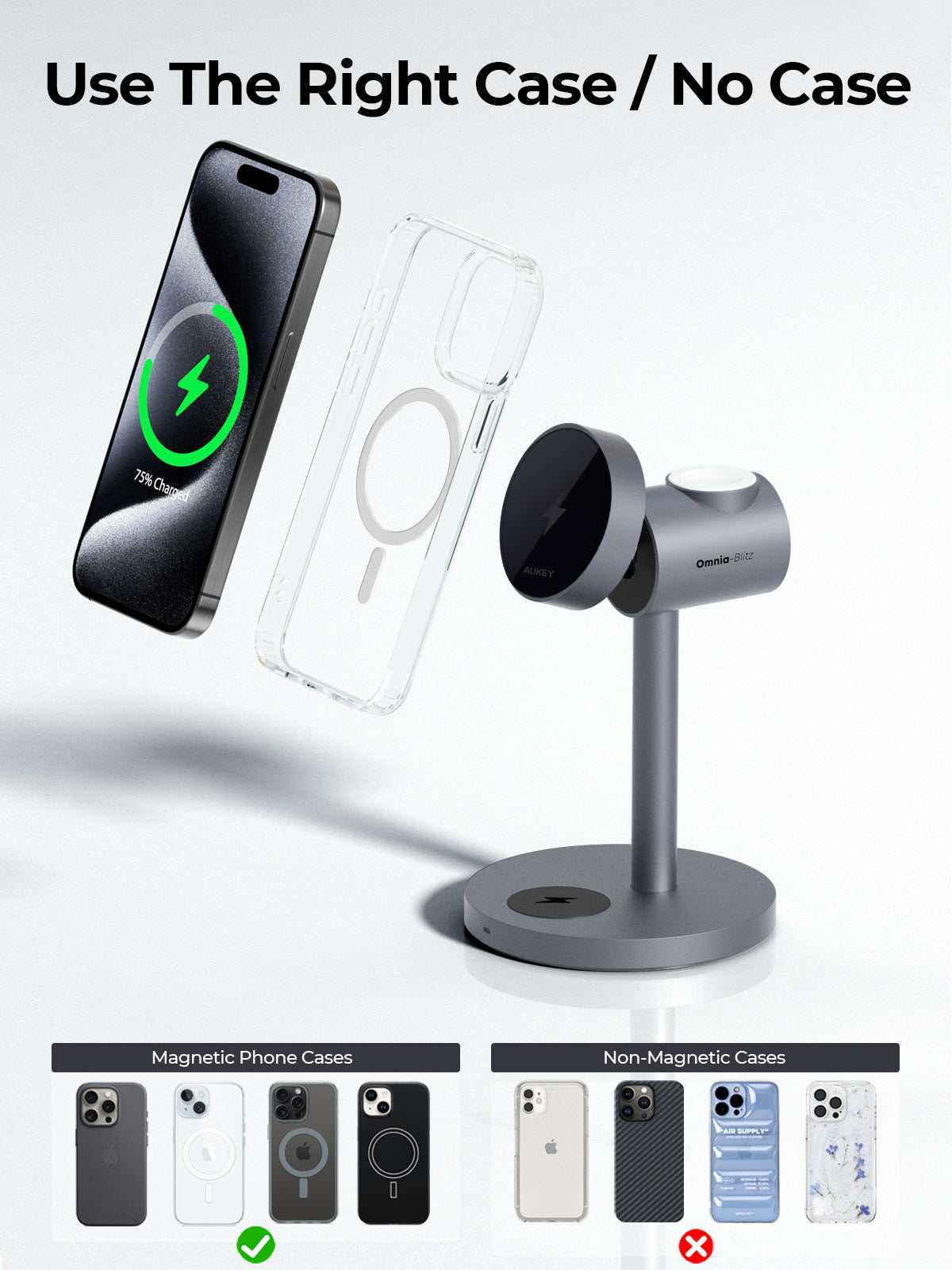 AUKEY LC-MC311 MagFusion Qi2 3-in-1 Kabellose Ladestation
