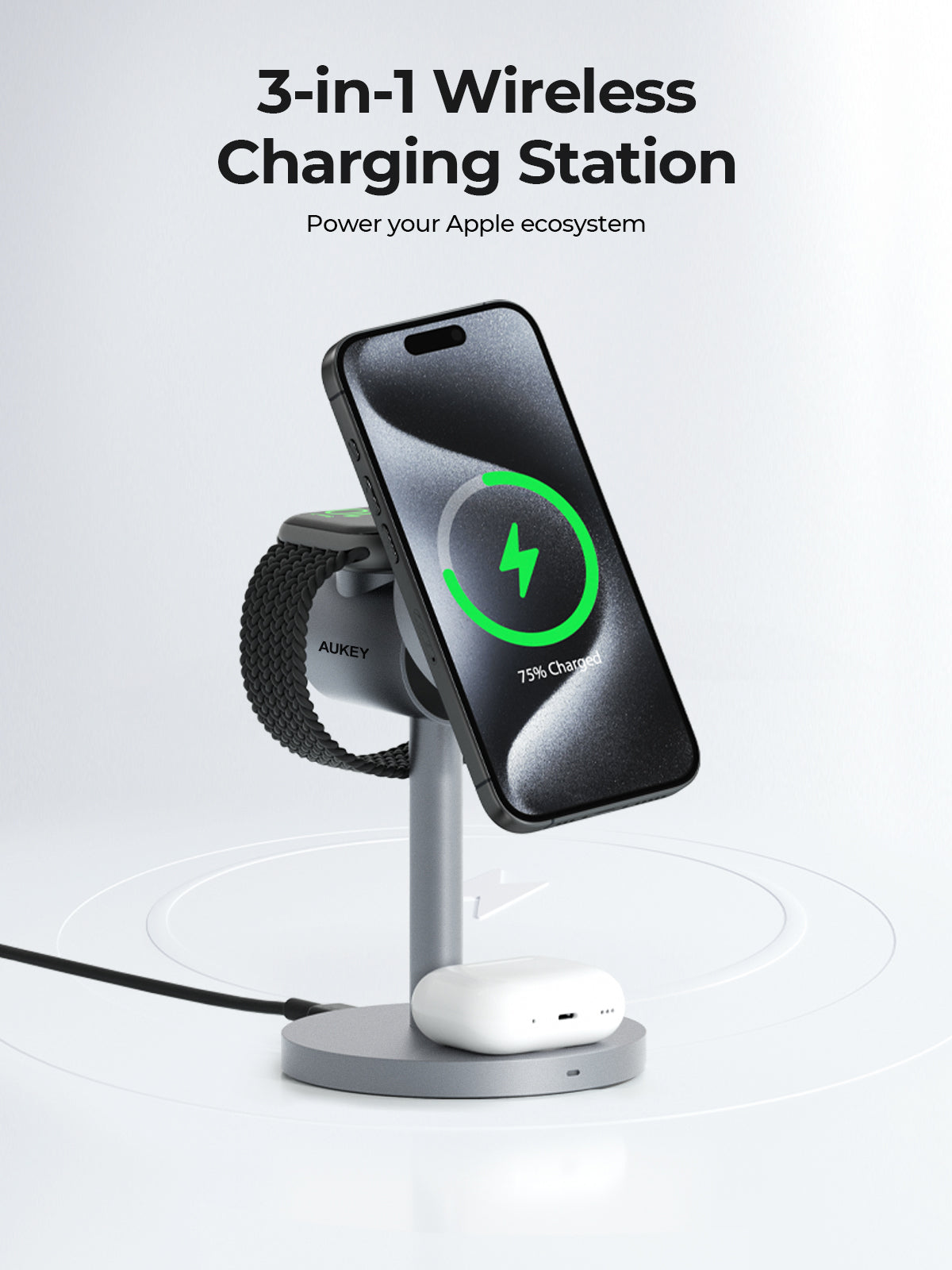 AUKEY LC-MC311 MagFusion Qi2 3-in-1 Kabellose Ladestation