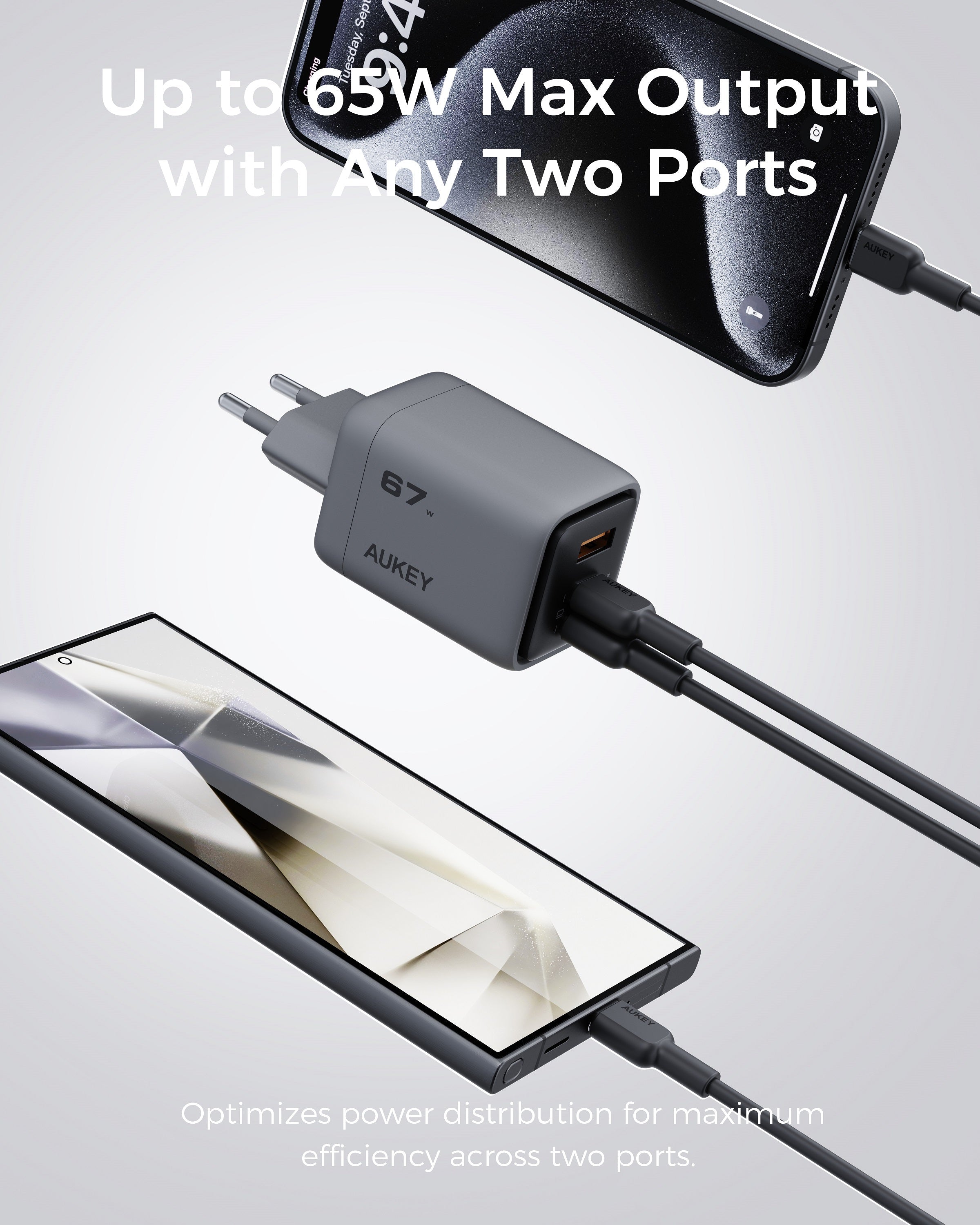 AUKEY PA-C3 Comet Mix 3 67W PD Wandladegerät mit GaN-Technologie