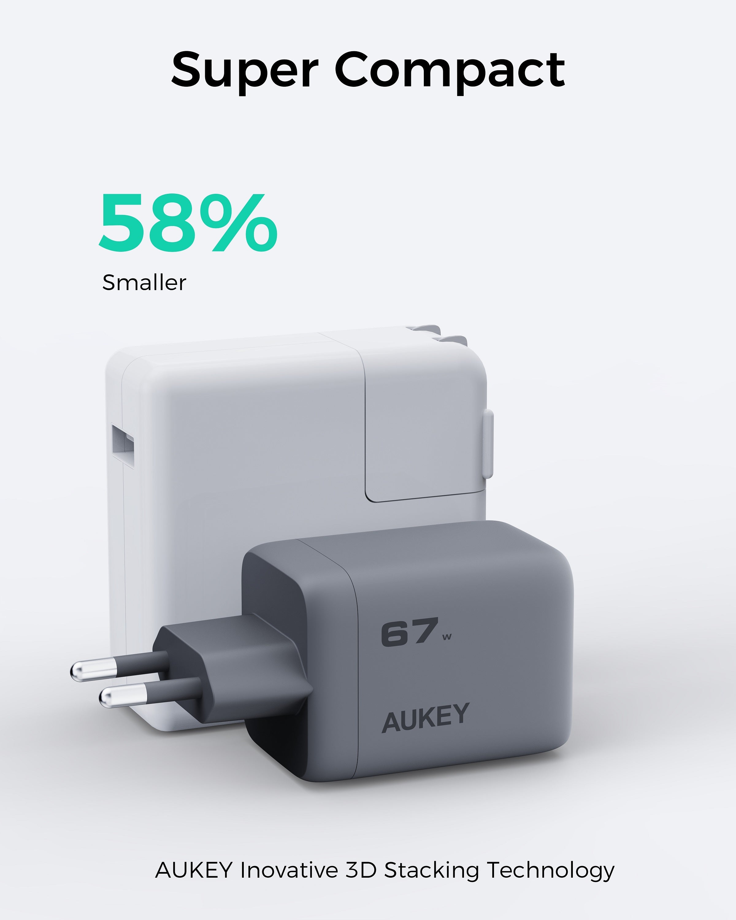 AUKEY PA-C3 Comet Mix 3 67W PD Wandladegerät mit GaN-Technologie