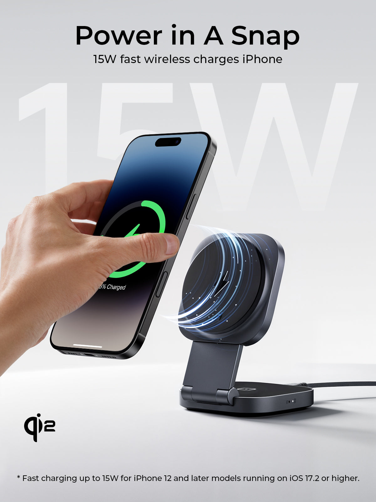 AUKEY LC-MC211 MagFusion L Qi2 2-in-1 faltbare magnetische schnelle kabellose Ladestation