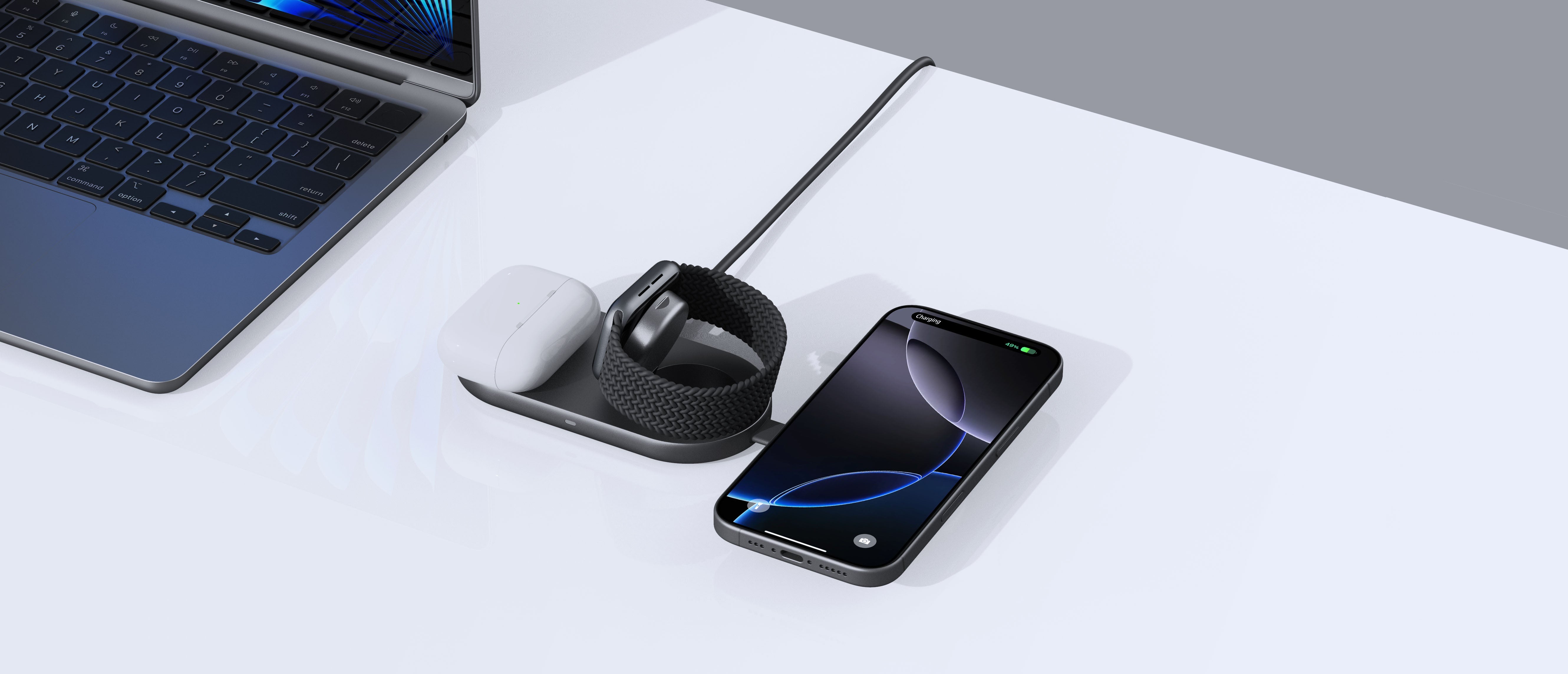AUKEY LC-MC313 MagFusion C faltbares 3-in-1 magnetisches Wireless-Ladegerät