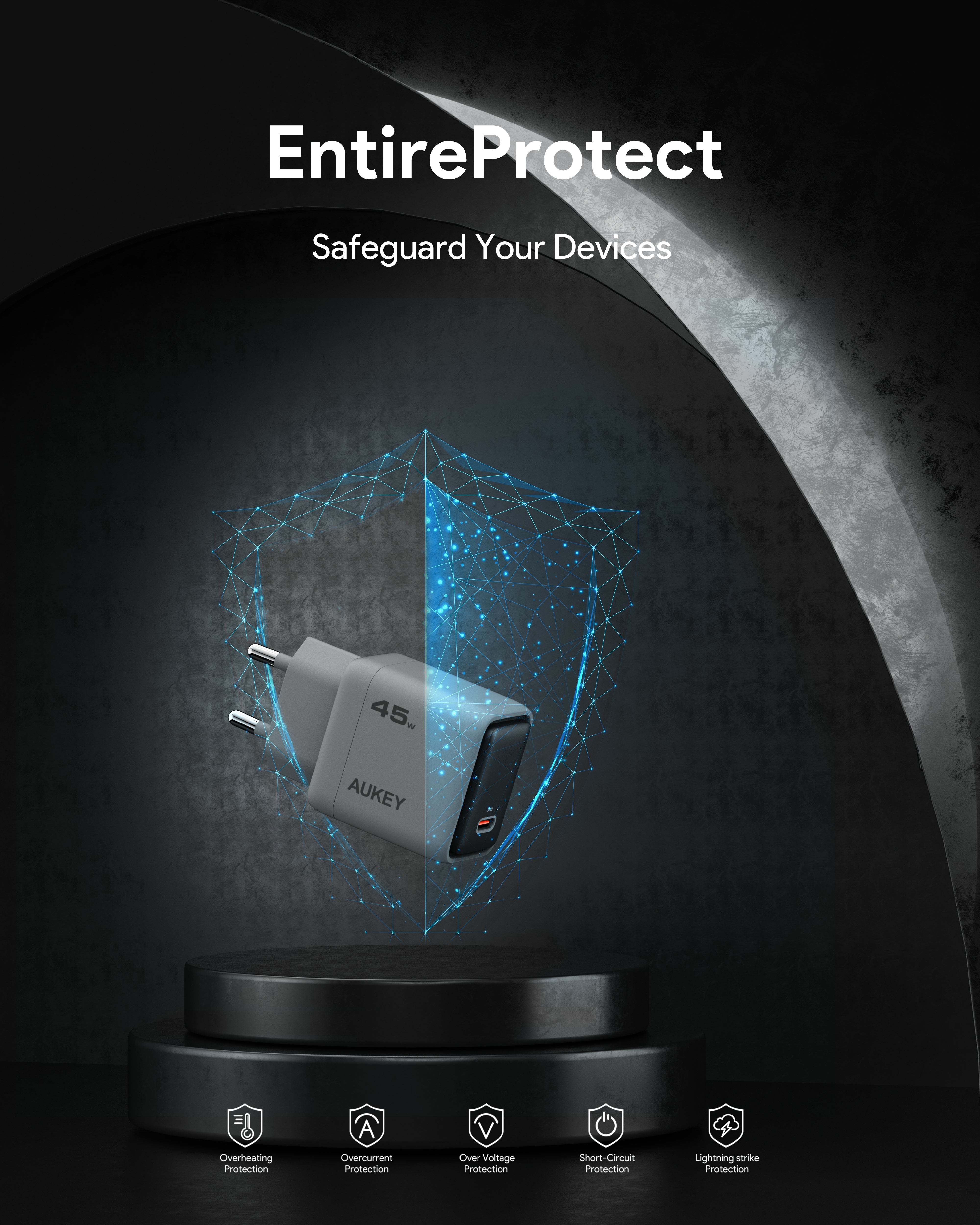 AUKEY PA-C2 Comet 45W PD Wandladegerät mit GaN-Technologie
