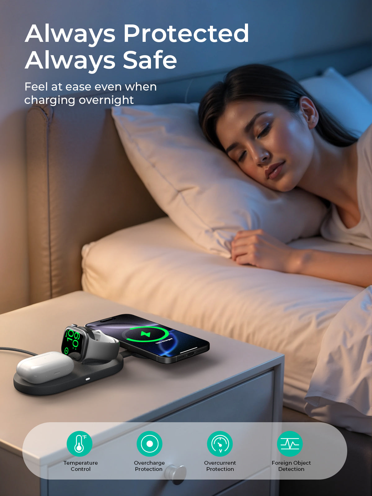 AUKEY LC-MC313 MagFusion C faltbares 3-in-1 magnetisches Wireless-Ladegerät