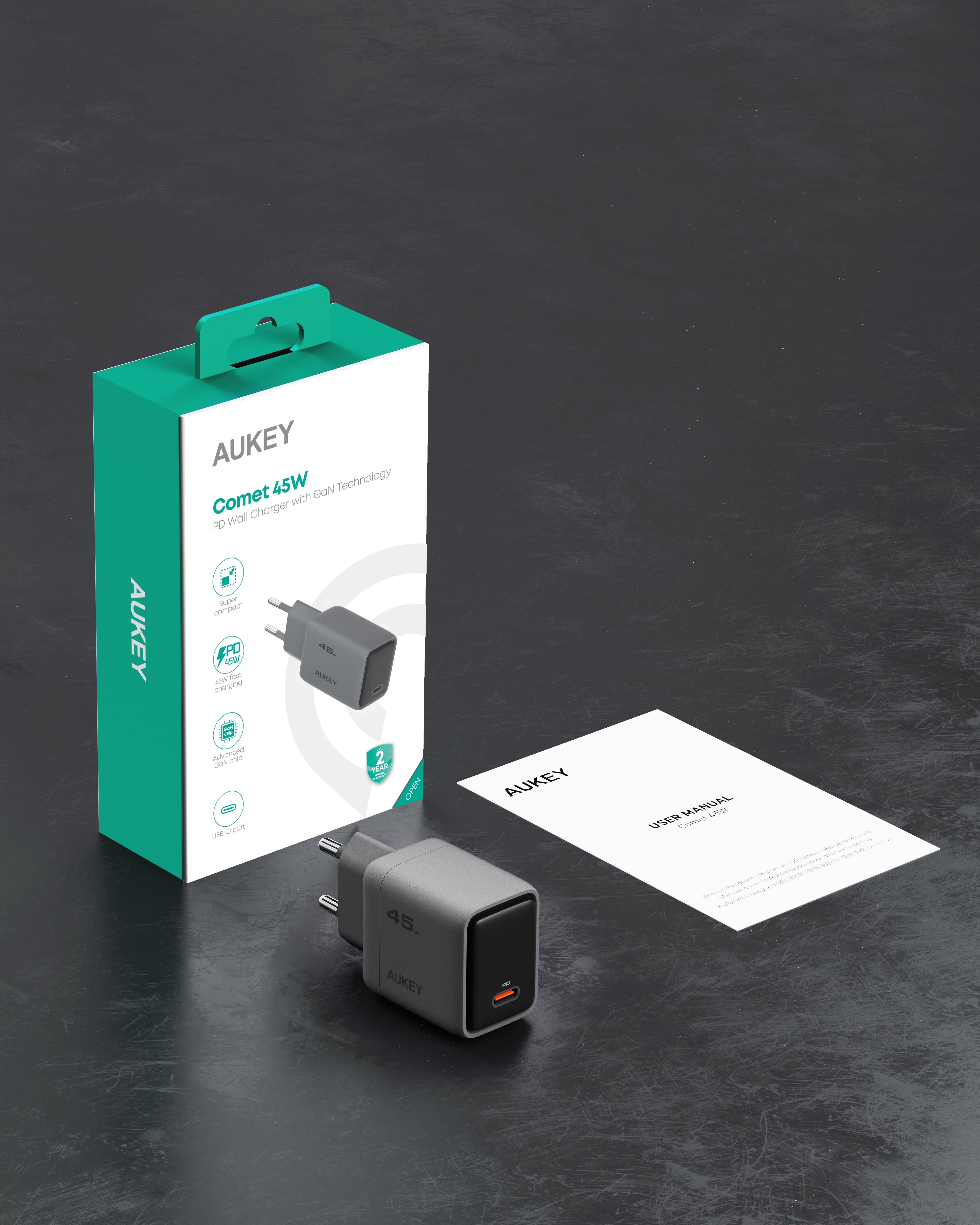AUKEY PA-C2 Comet 45W PD Wandladegerät mit GaN-Technologie