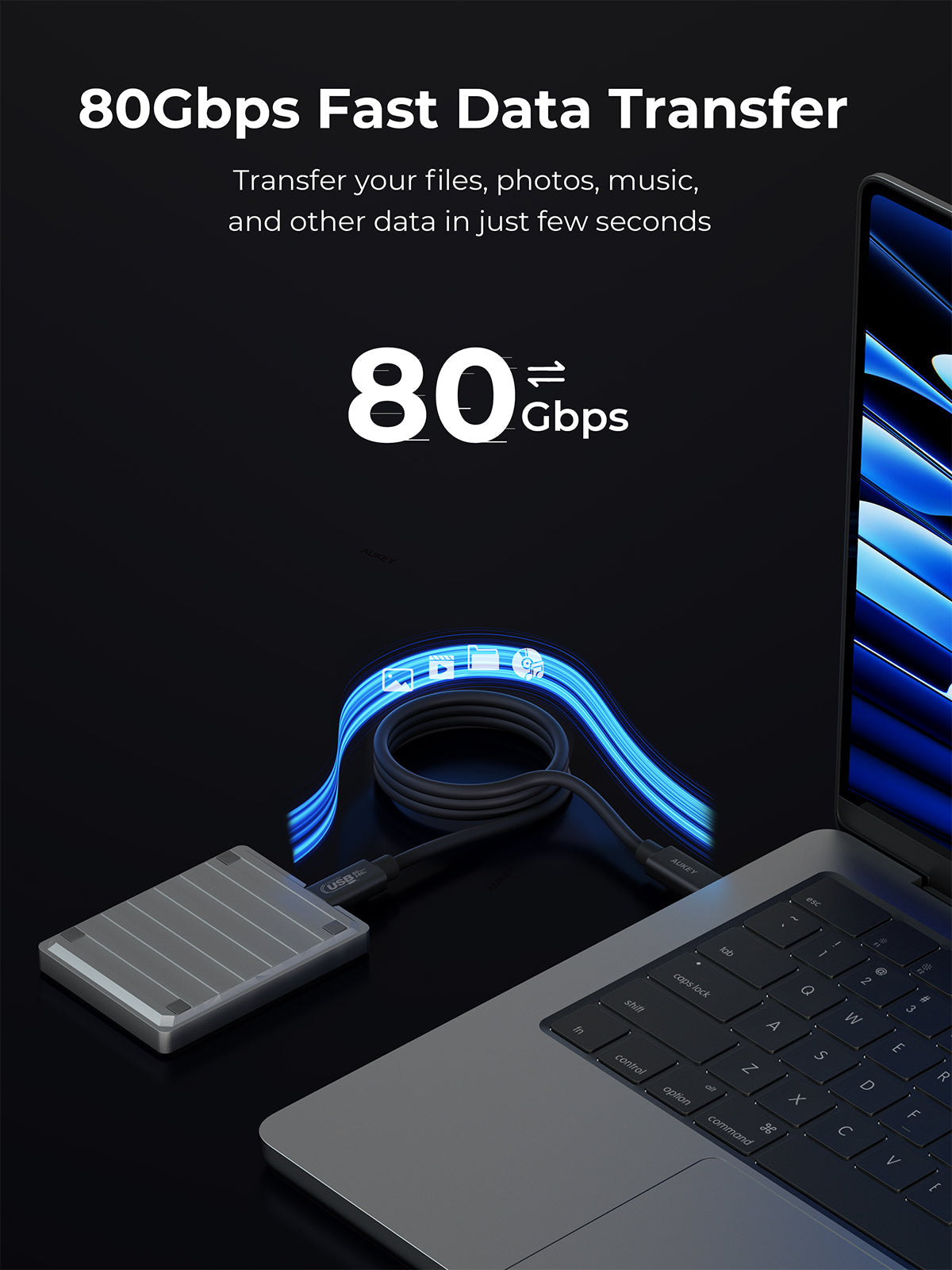 AUKEY CB-DCC402 Circlet Mix 80G USB4 V2.0 80G 1.5M