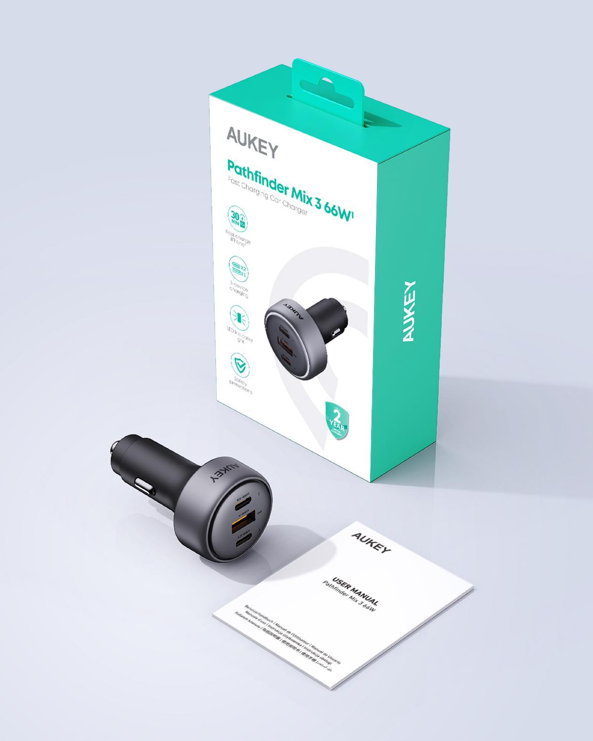 AUKEY CC-P1 Pathfinder Mix 3 66W Schnellladegerät für Autos