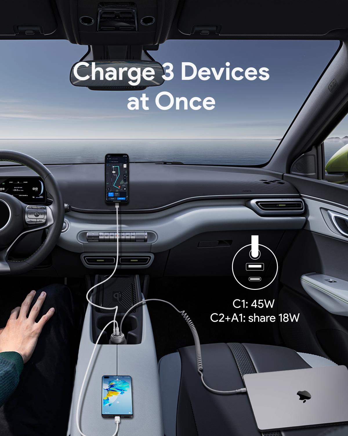 AUKEY CC-P2 Pathfinder Sling 75W Schnellladegerät für Autos mit eingebautem Kabel