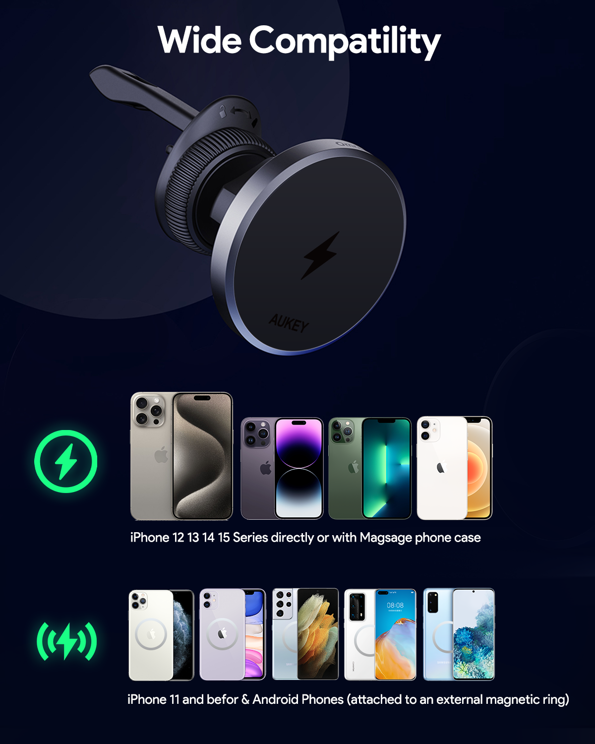 AUKEY HD-MC13 Qi2 Kabellose Ladehalterung für Smartphones