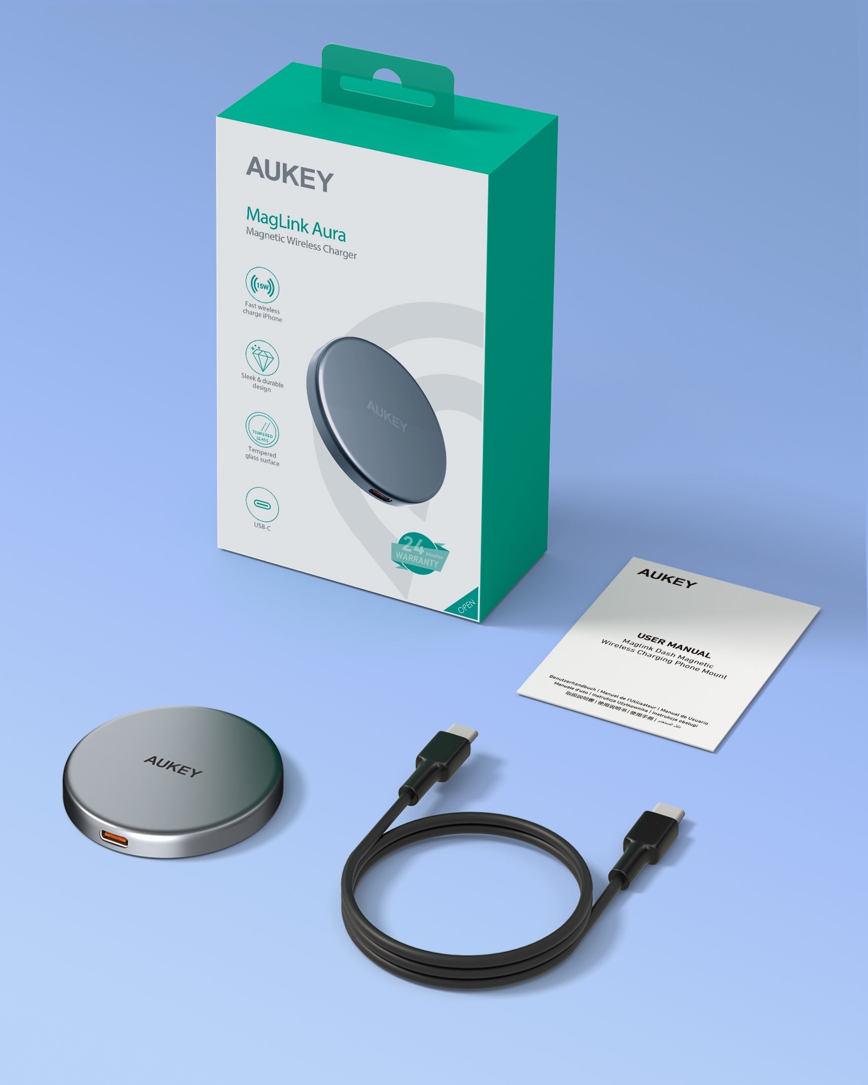 AUKEY LC-MC10 Qi2 Magnetisches kabelloses Ladegerät