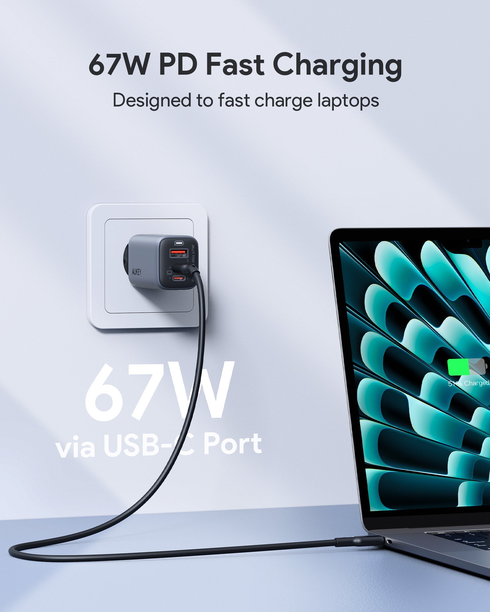 AUKEY PA-B6U 67W UFCS 3-Port Wandladegerät