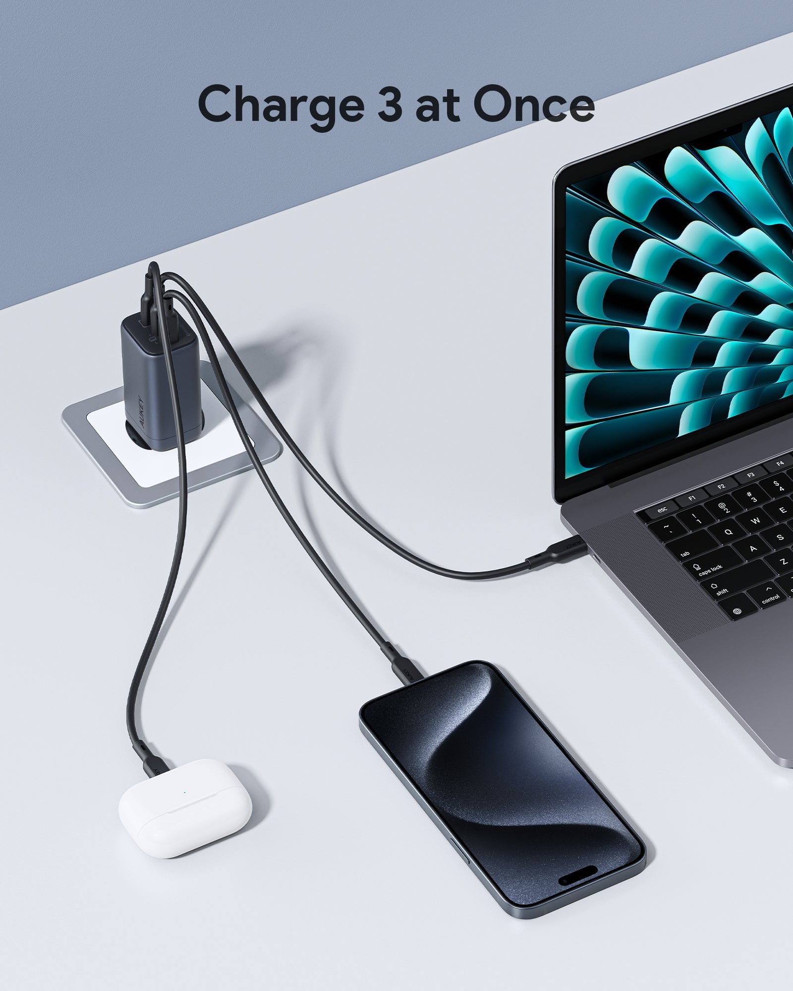 AUKEY PA-B6U 67W UFCS 3-Port Wandladegerät