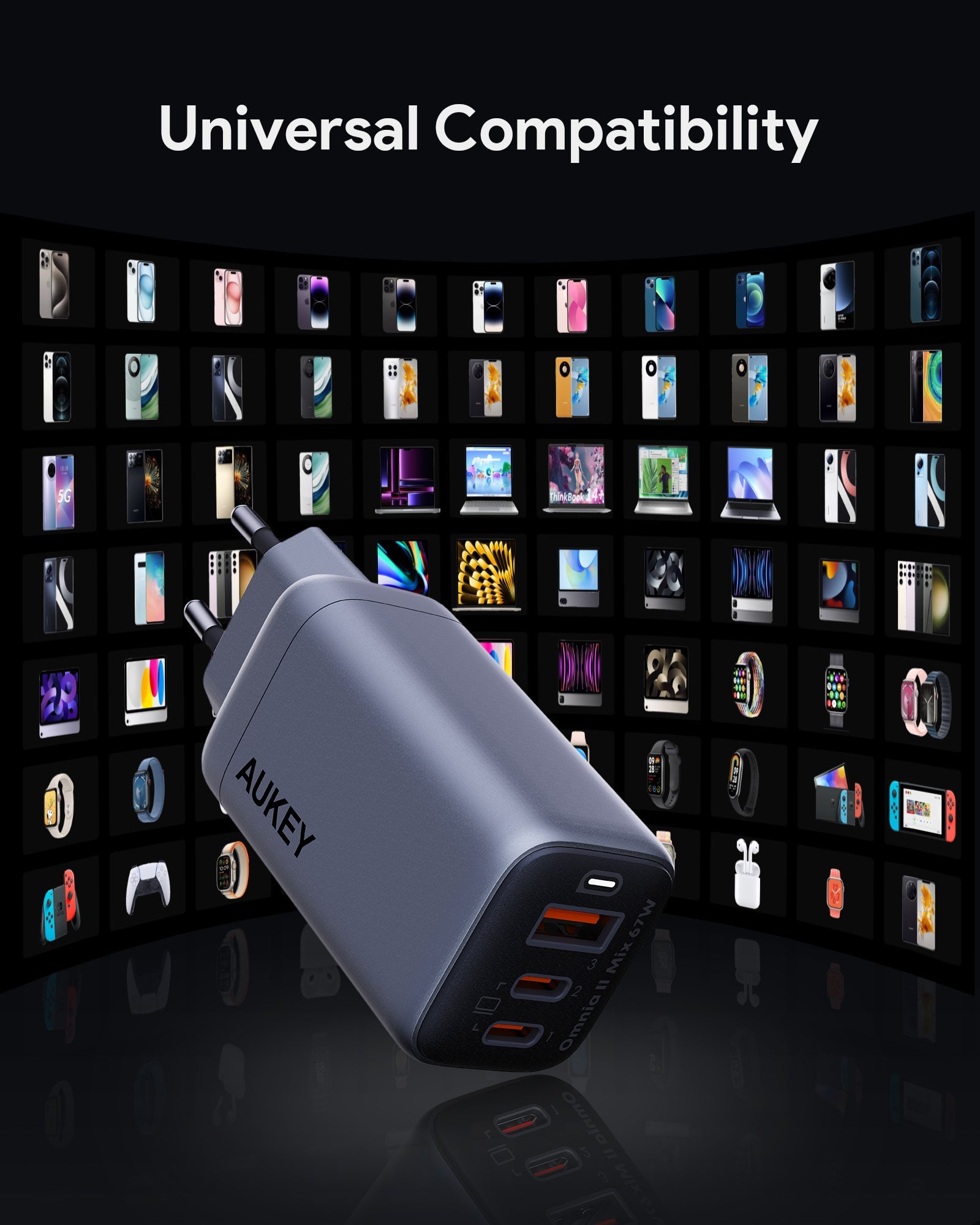 AUKEY PA-B6U 67W UFCS 3-Port Wandladegerät