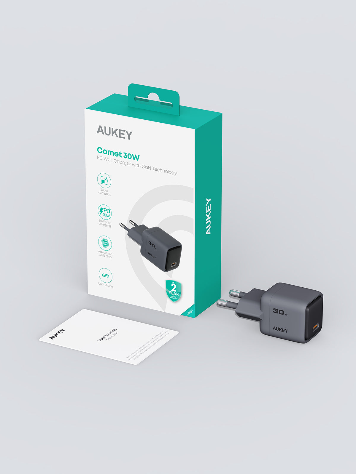 AUKEY PA-C1 Comet 30W PD Wandladegerät mit GaN-Technologie