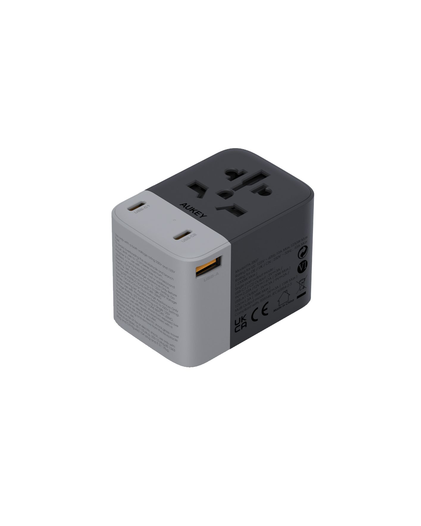AUKEY PA-TA01A MINIMA TRAVEL Universaladapter mit 3 USB-Anschlüssen