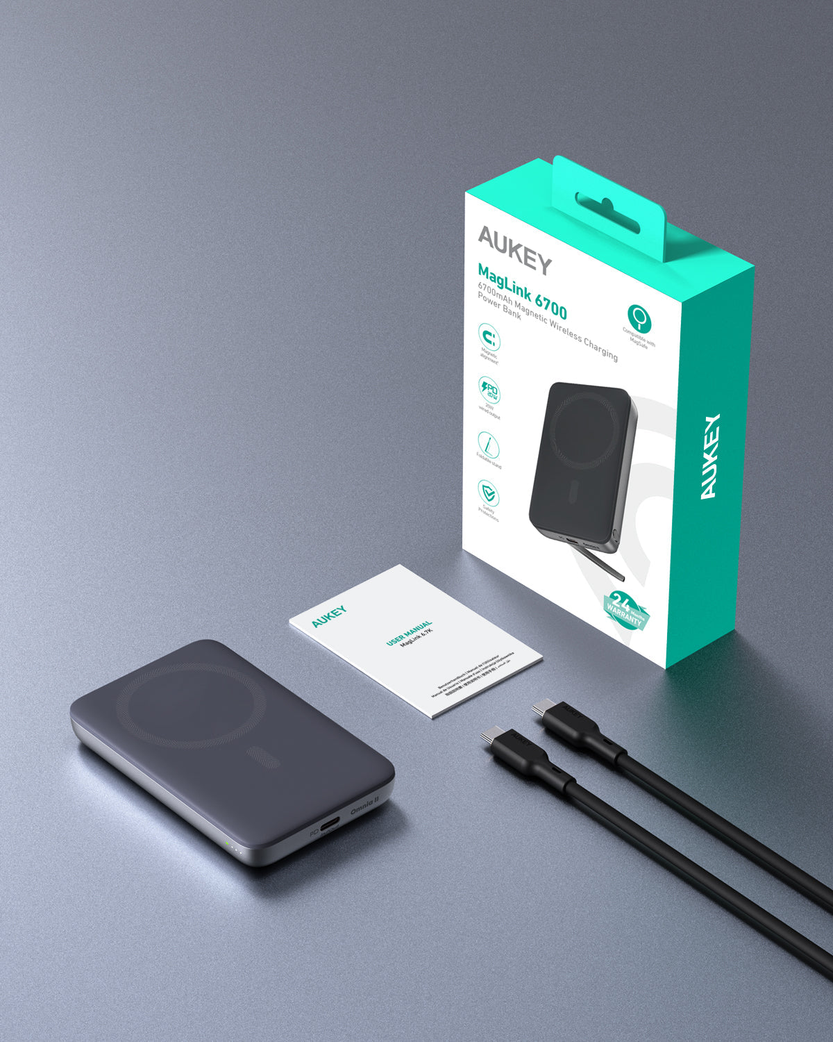 AUKEY PB-MS05 MagFusion 6700mAh magnetische kabellose Lade-Powerbank