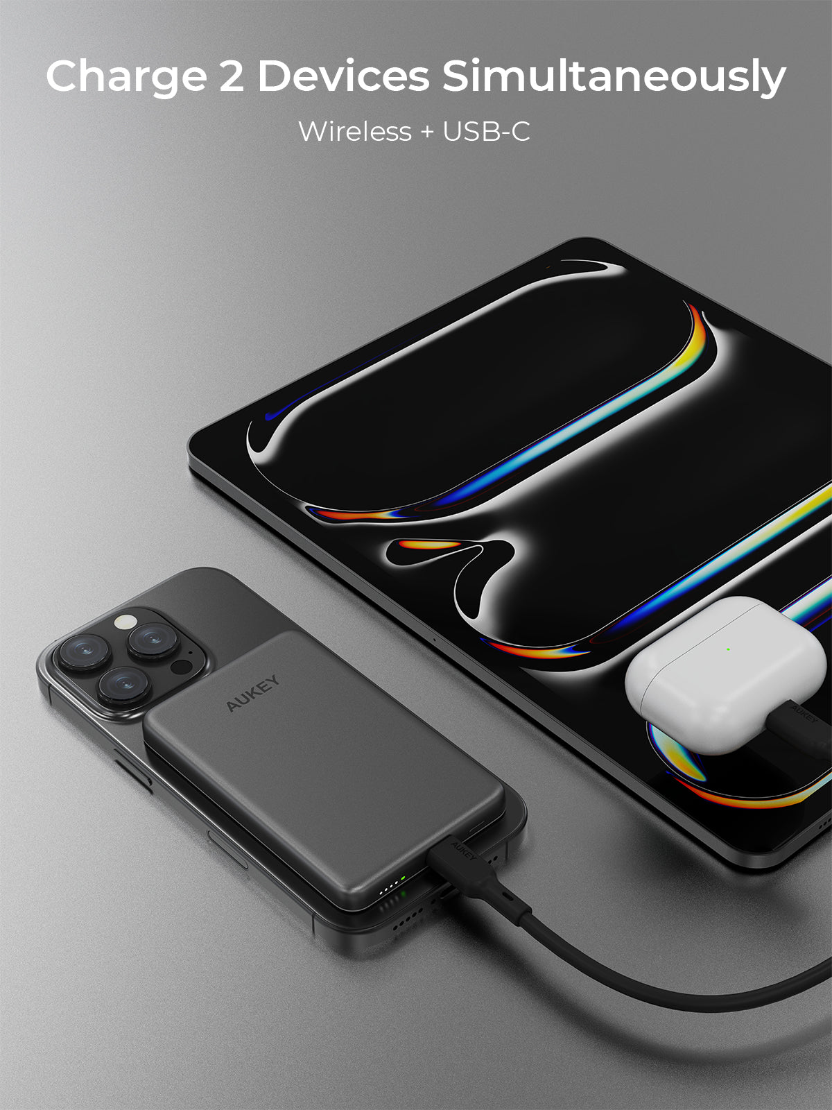 AUKEY PB-MS07 MagFusion M 5000mAh Qi2 Magnetische kabellose Lade-Powerbank