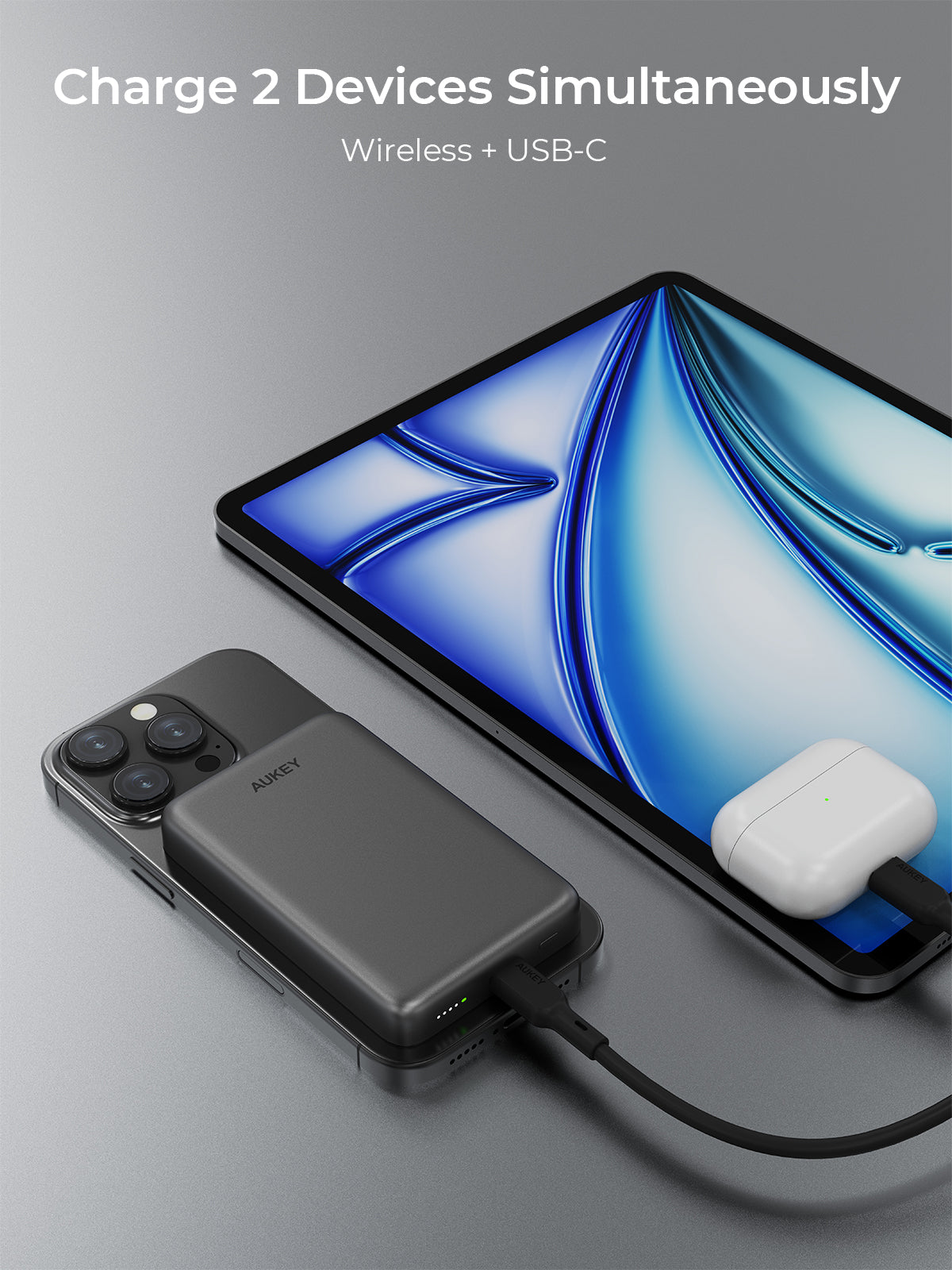 AUKEY PB-MS08 MagFusion M 5000mAh Qi2 Magnetische kabellose Lade-Powerbank
