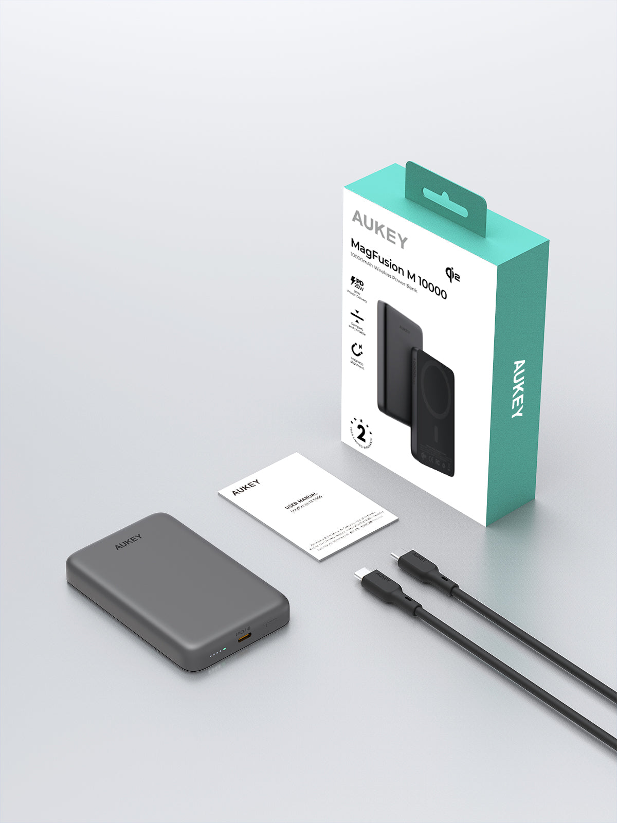 AUKEY PB-MS08 MagFusion M 5000mAh Qi2 Magnetische kabellose Lade-Powerbank
