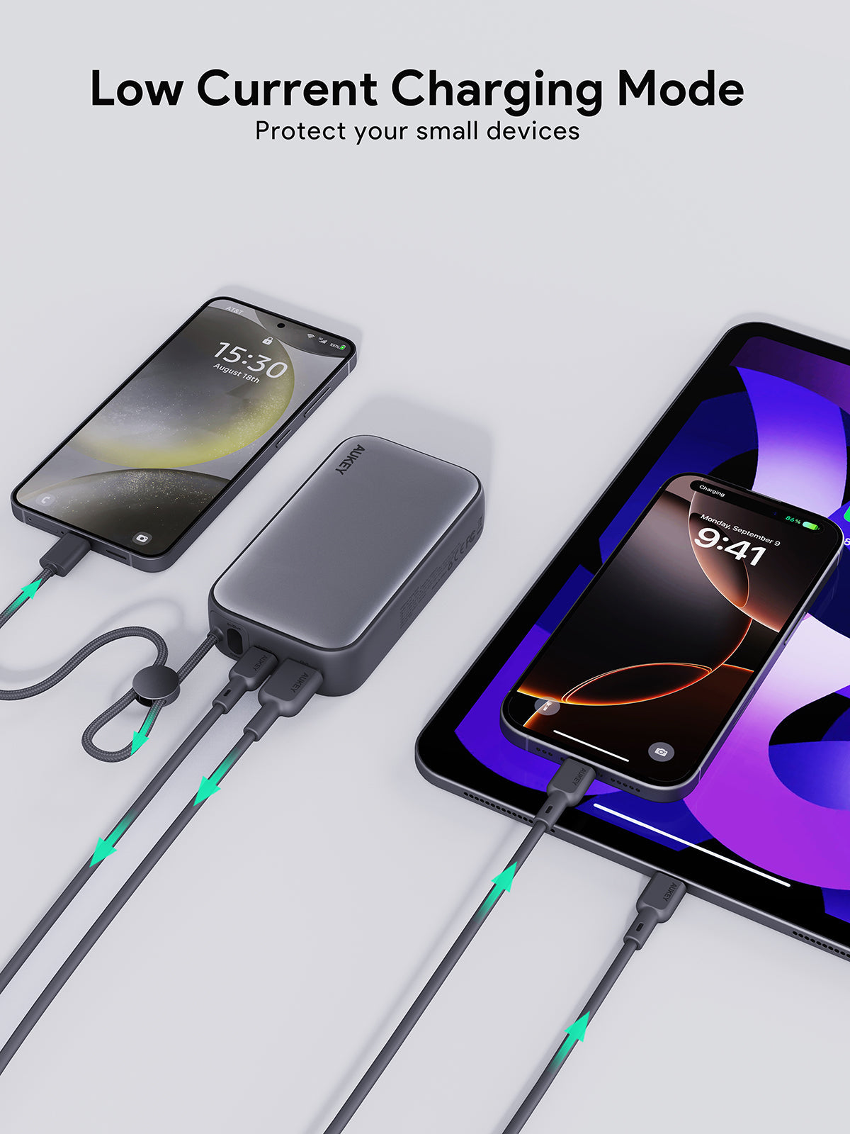AUKEY PB-Y47 Spark Sling 10000 Kompakte Schnelllade-Powerbank mit integriertem USB-C-Kabel