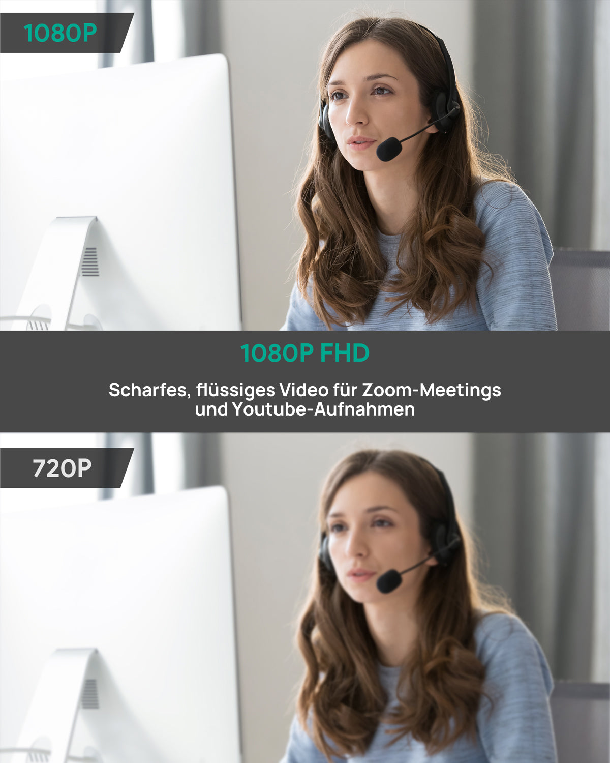 AUKEY PC-LM1E Full HD Video 1080p Webcam mit Stereomikrofonen mit Rauschunterdrückung