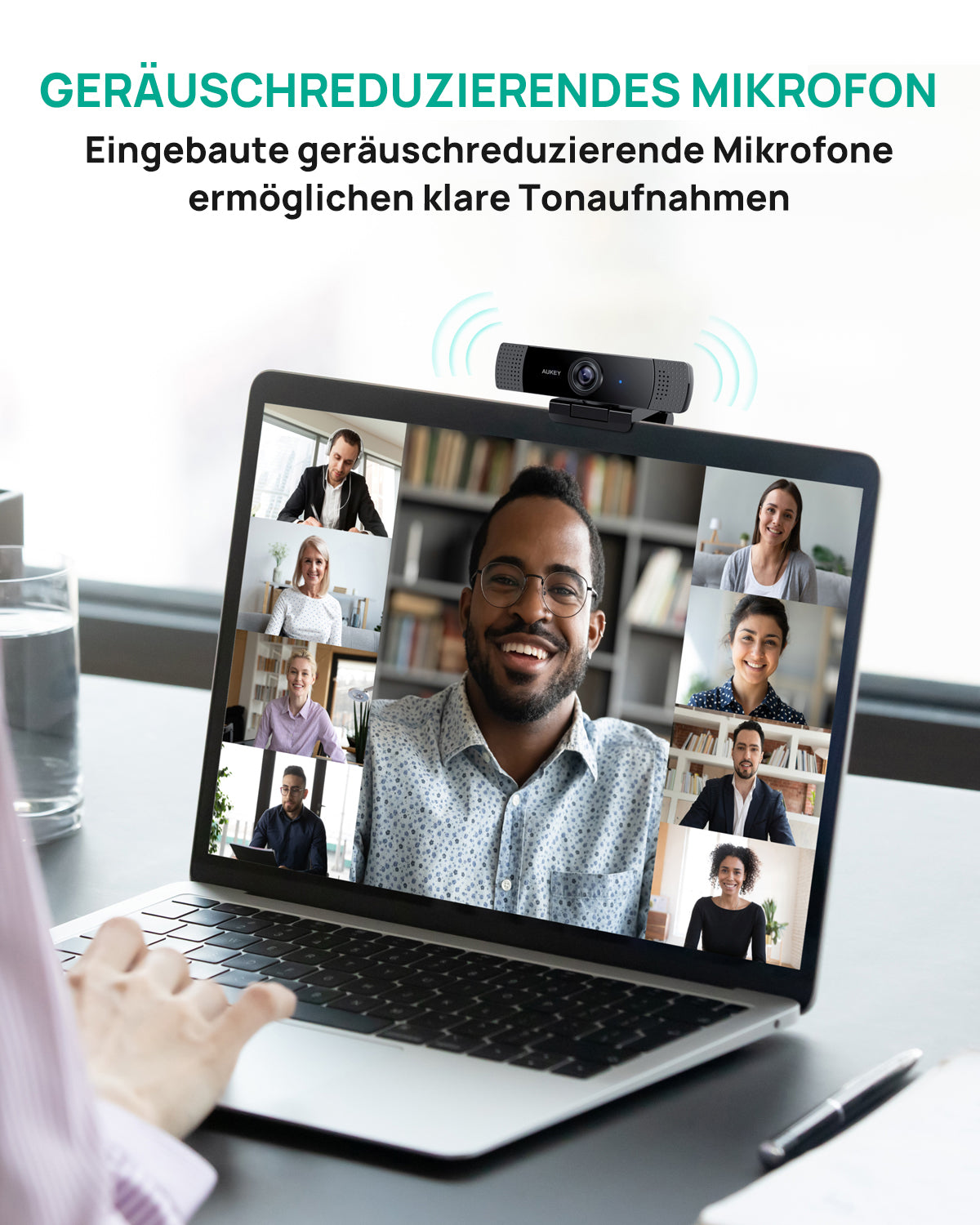 AUKEY PC-LM1E Full HD Video 1080p Webcam mit Stereomikrofonen mit Rauschunterdrückung
