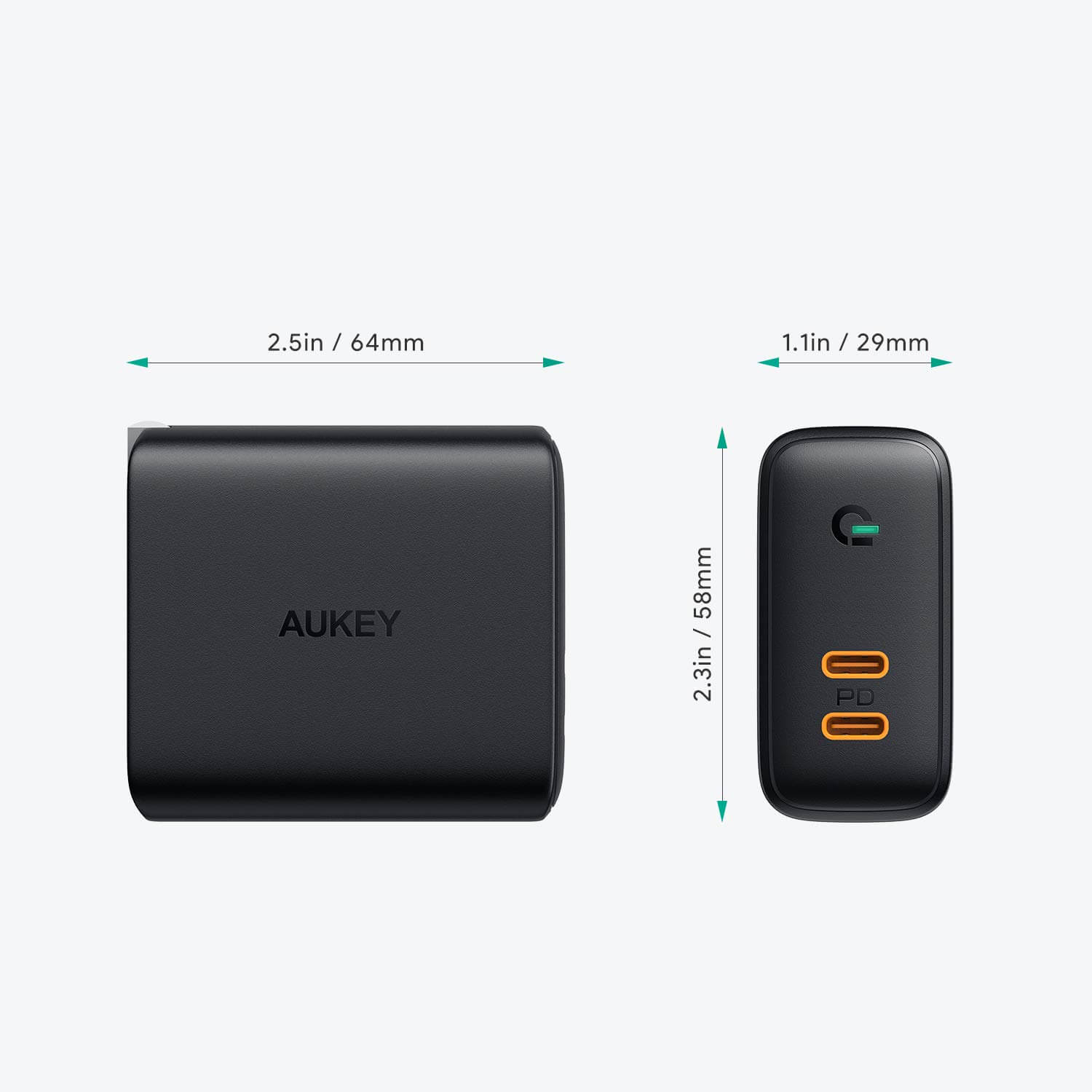 AUKEY PA-D2 Focus Duo 36W Dual-Port-PD-Ladegerät mit Dynamic Detect