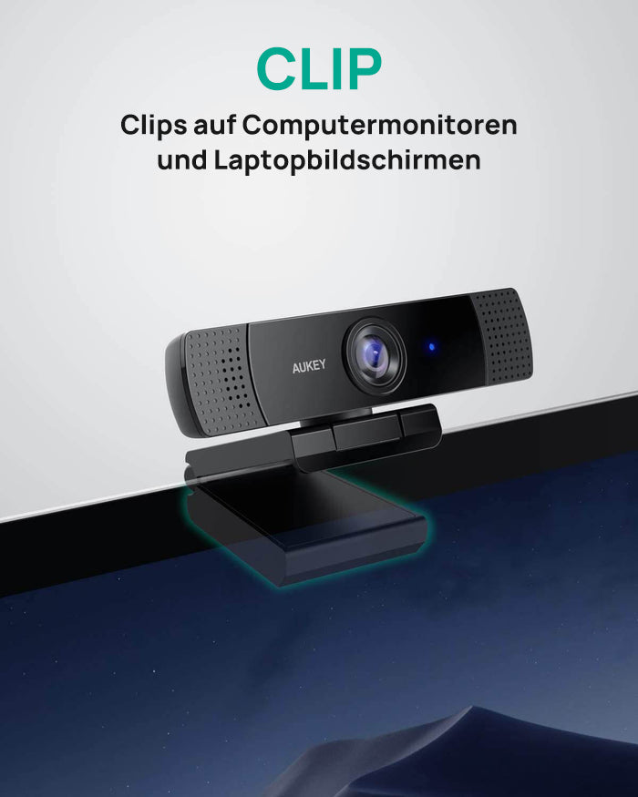 AUKEY PC-LM1E Full HD Video 1080p Webcam mit Stereomikrofonen mit Rauschunterdrückung