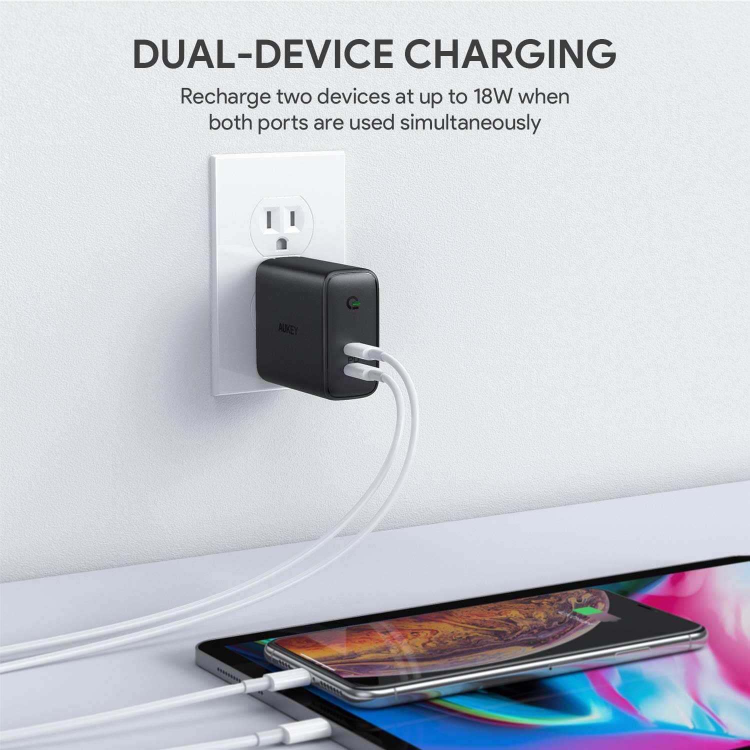 AUKEY PA-D2 Focus Duo 36W Dual-Port-PD-Ladegerät mit Dynamic Detect