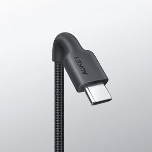 AUKEY CB-CMD37 USB-C-auf-USB-C-Kabel, 90° geflochtenes Nylon-Schnellladekabel Typ-C mit Aramidfaser (2er-Pack)