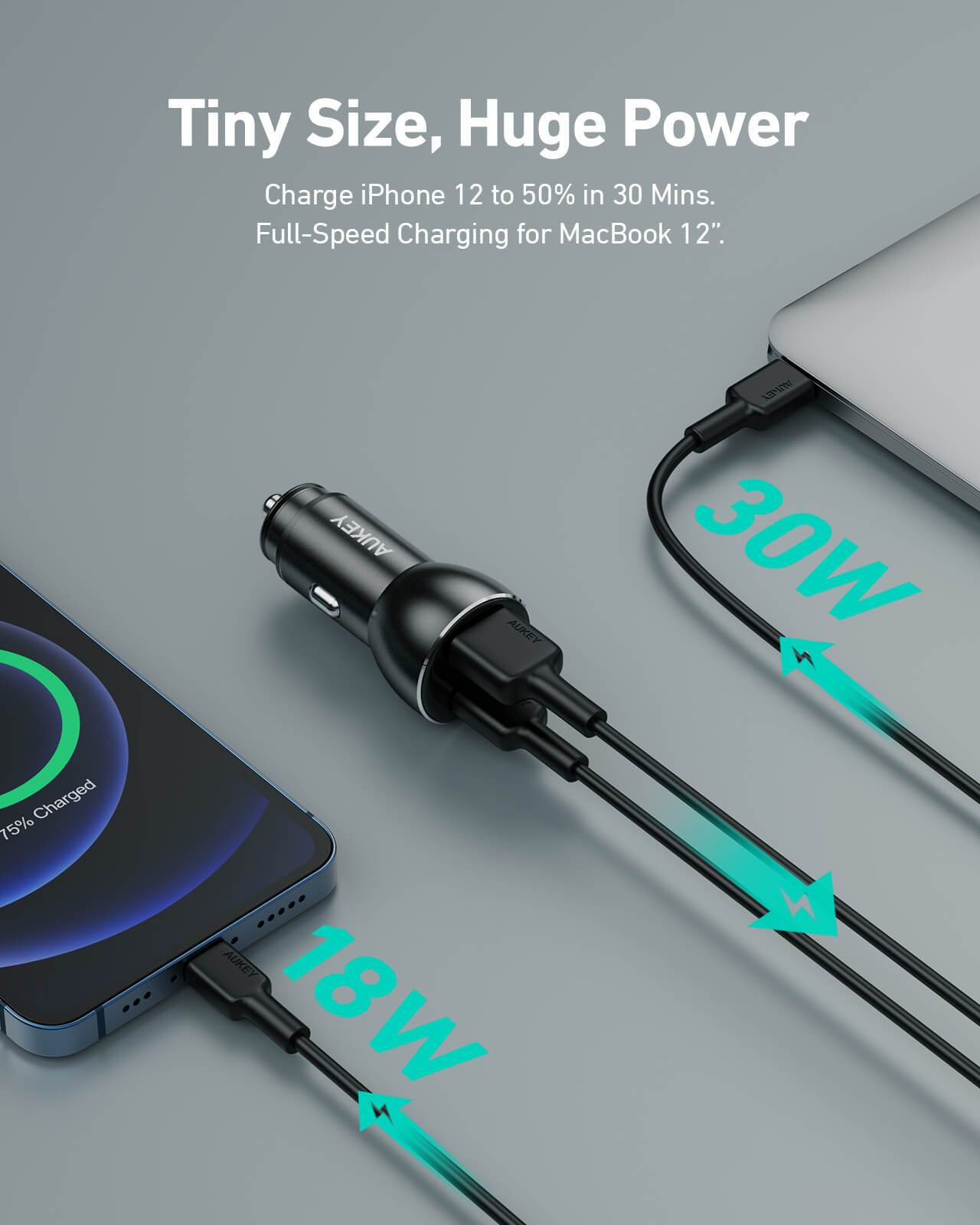 AUKEY CC-Y48 Dual (USB-C/USB-A) Autoladegerät - 48W