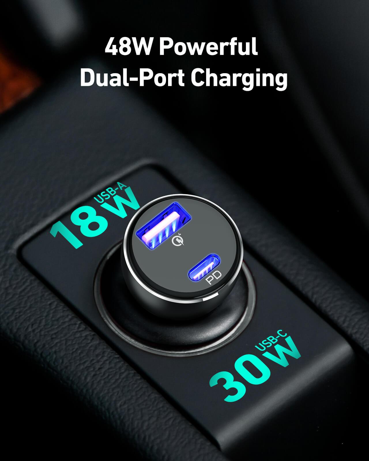AUKEY CC-Y48 Dual (USB-C/USB-A) Autoladegerät - 48W