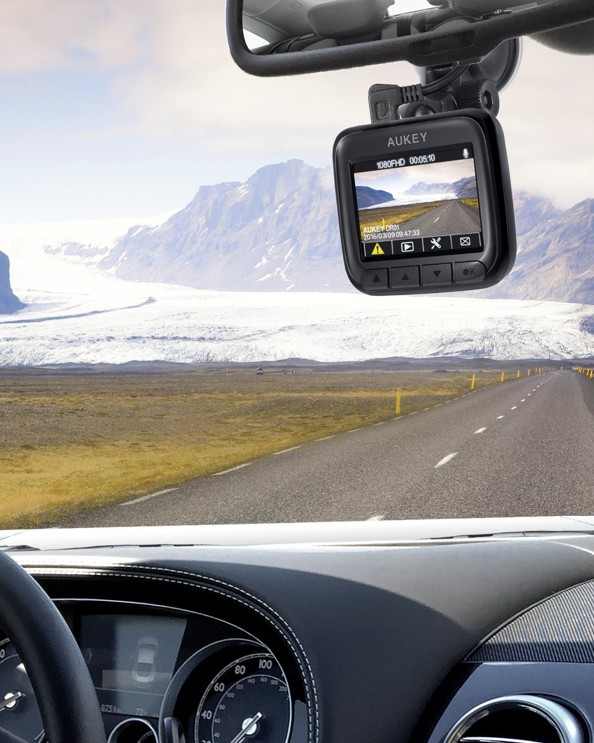 AUKEY DR01 Dashcam, 1080p-Dashboard-Kamera-Recorder mit Sony-Sensor, 2"-LCD, 6-spuriges 170°-Weitwinkelobjektiv