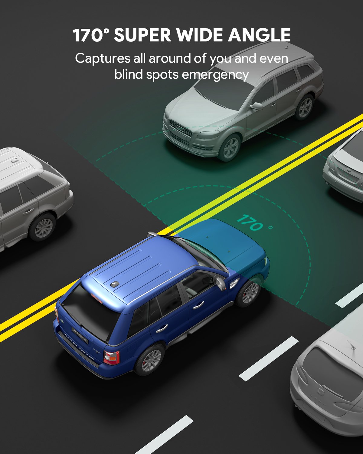 AUKEY DRA5 Mini-Dashcam, Dashcam mit 1080p Full HD, LCD-Display mit 1,5 Zoll, Autokamera mit 170°-Weitwinkelobjektiv, Schwarz