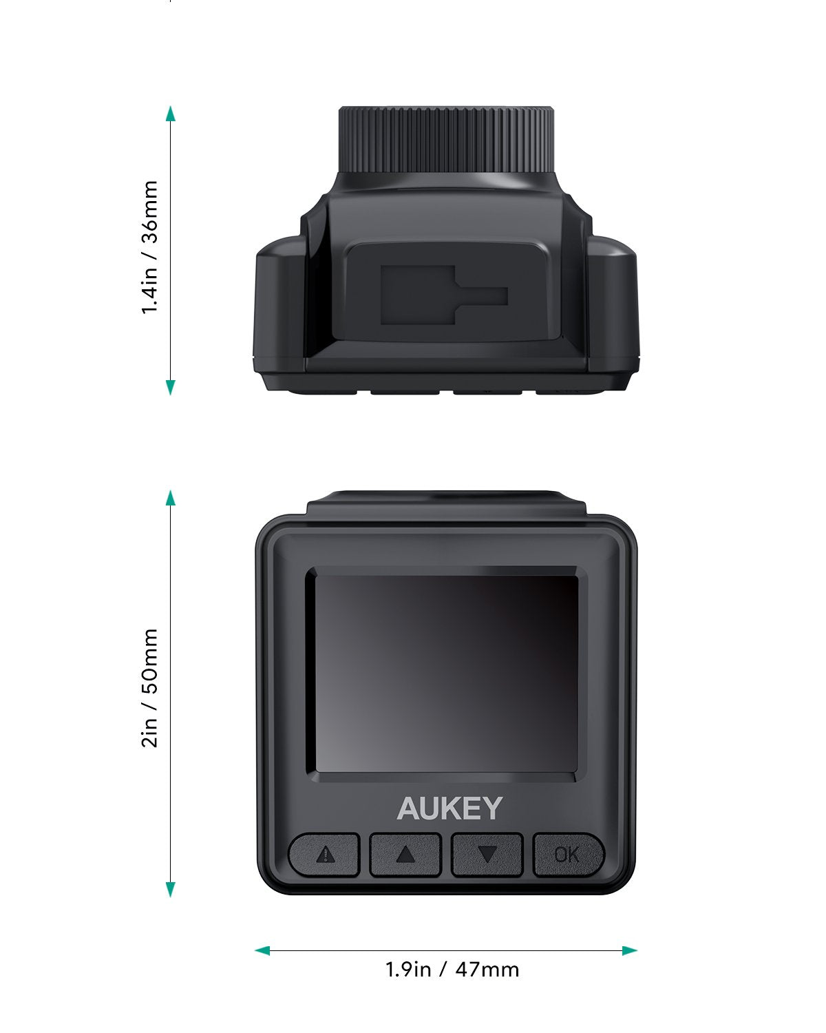 AUKEY DRA5 Mini-Dashcam, Dashcam mit 1080p Full HD, LCD-Display mit 1,5 Zoll, Autokamera mit 170°-Weitwinkelobjektiv, Schwarz