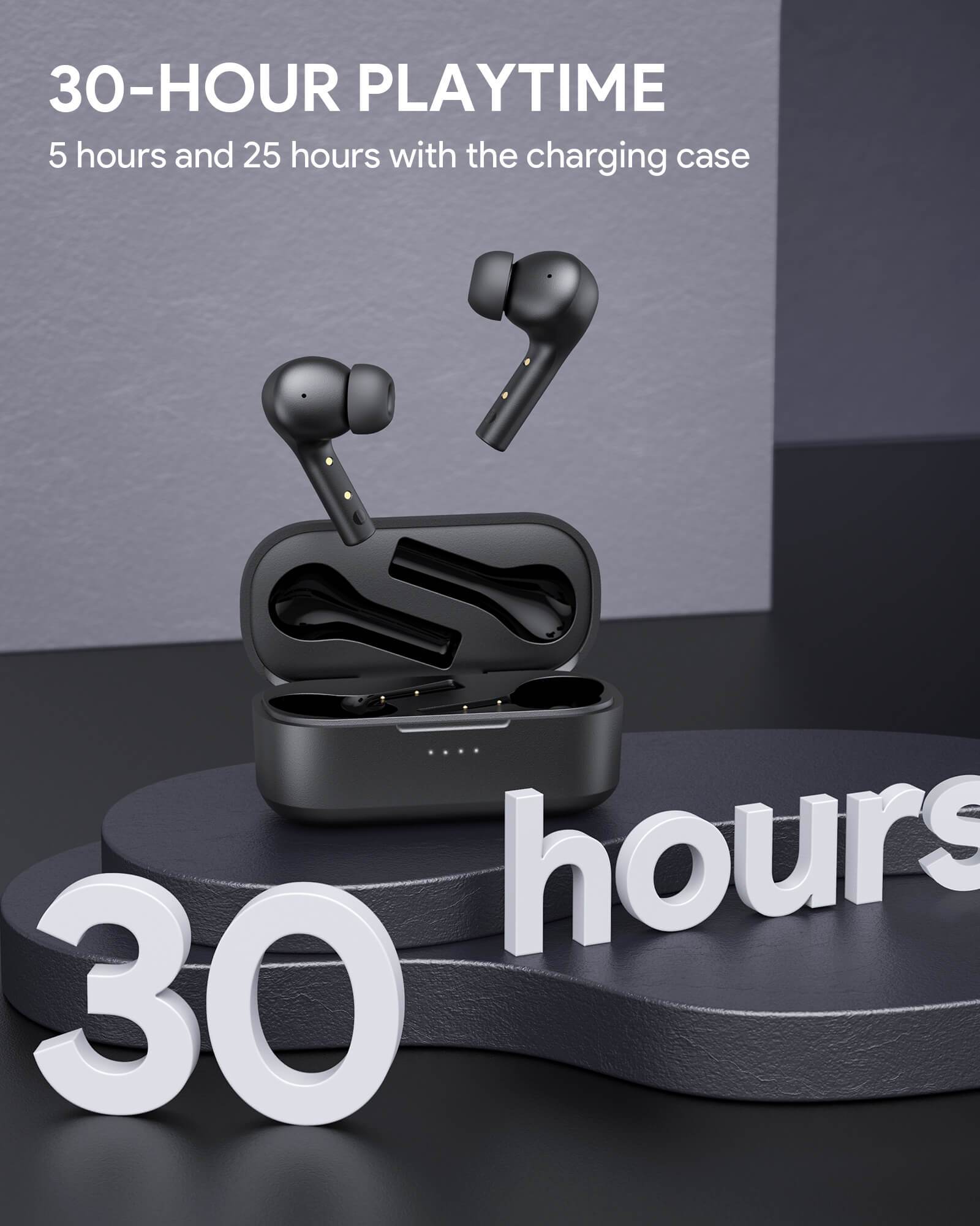 AUKEY EP-T21P Kabellose Lade-Ohrhörer 10mm Treiber IPX6, Bluetooth Kopfhörer Schwarz