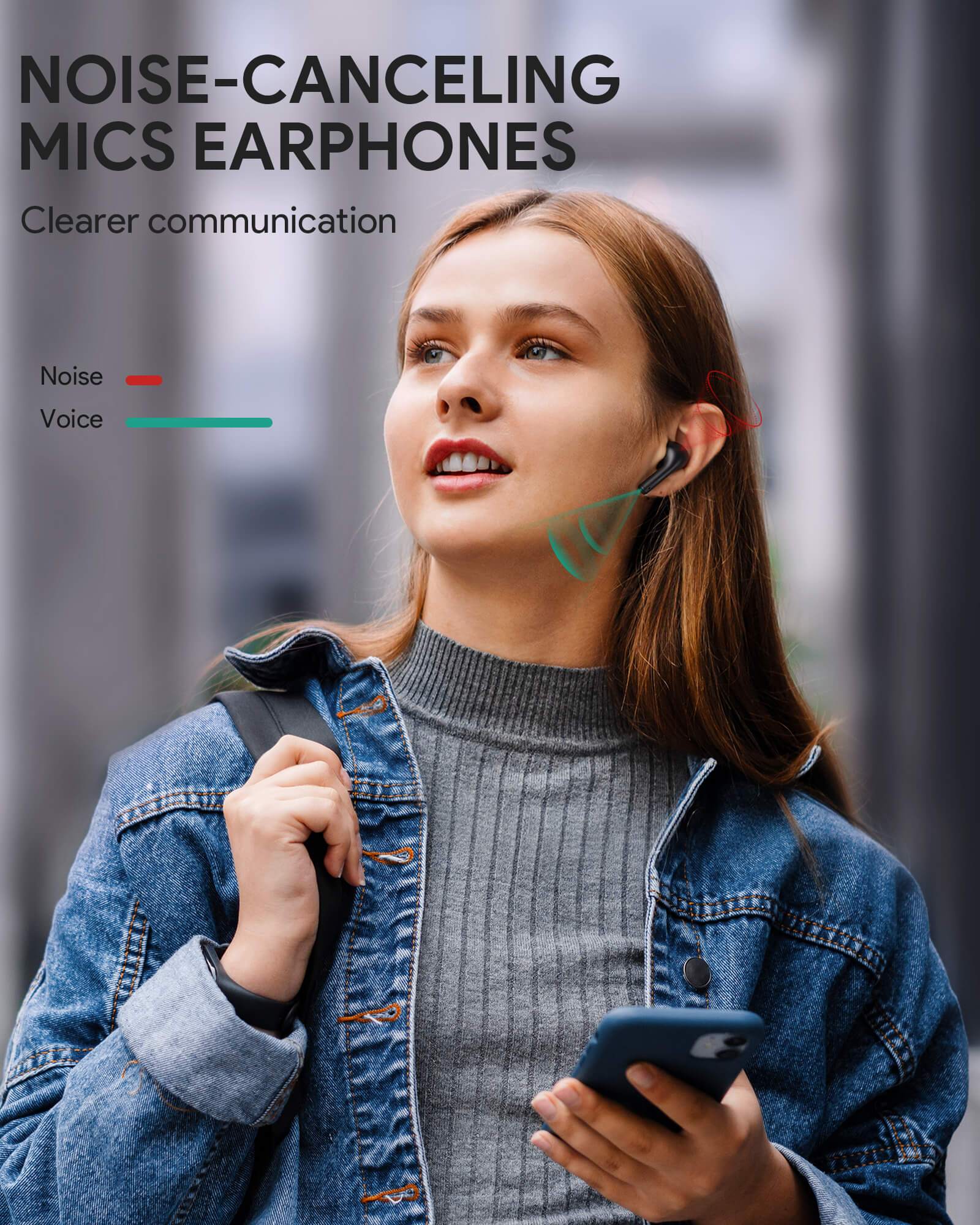 AUKEY EP-T21P Kabellose Lade-Ohrhörer 10mm Treiber IPX6, Bluetooth Kopfhörer Schwarz