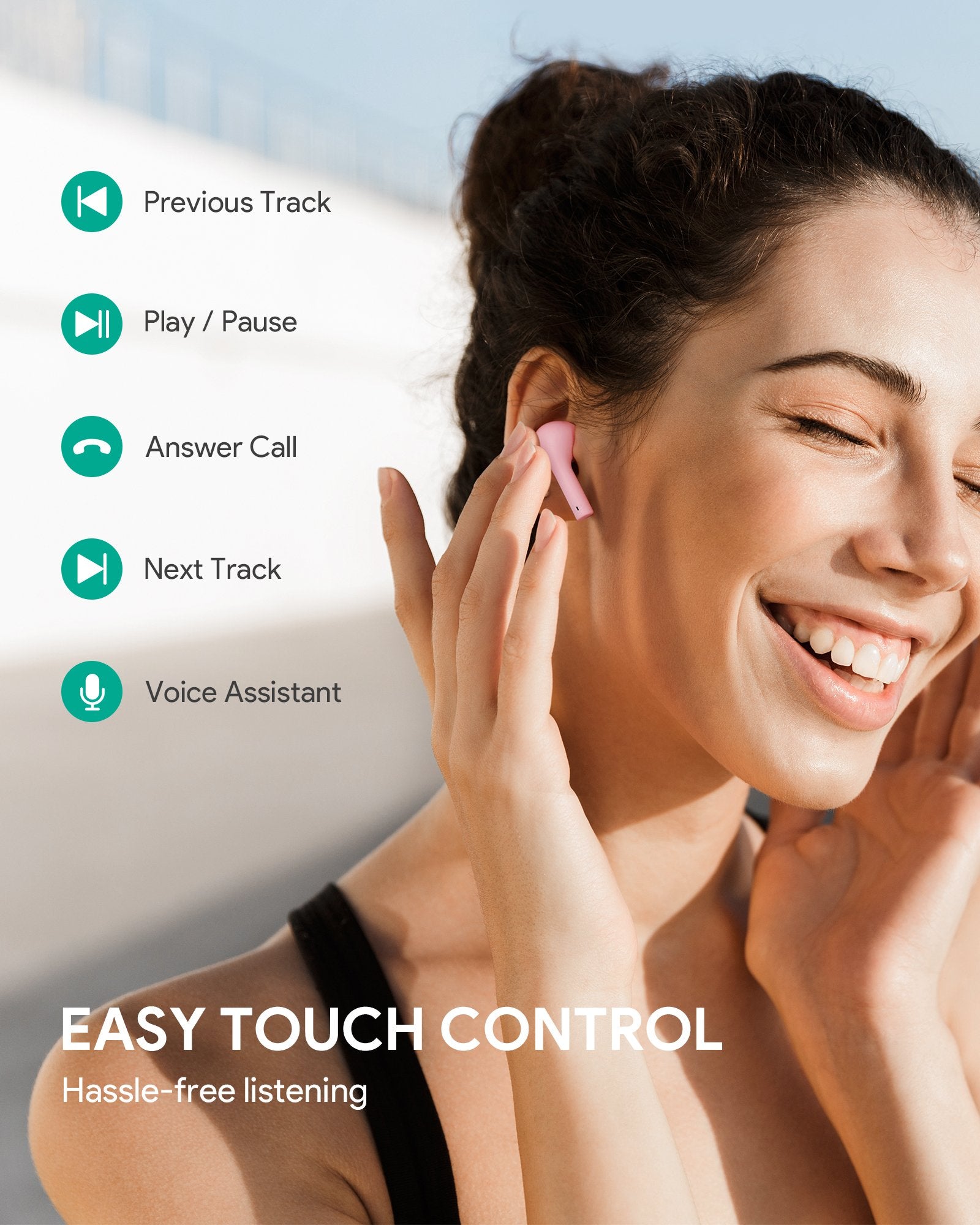 AUKEY EP-T21S Move - Kompakte Kabellose Ohrhörer 3D Surround Sound Pink