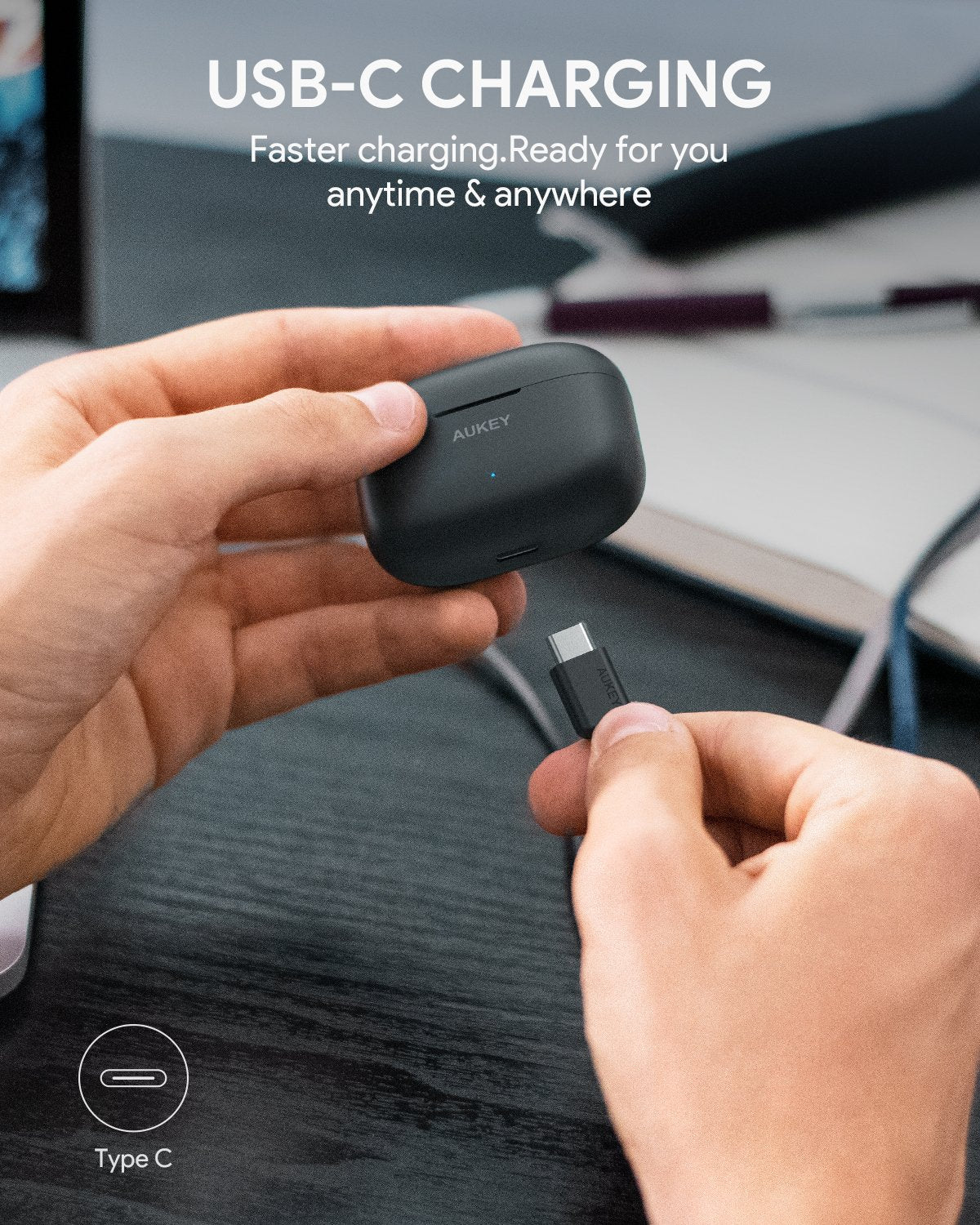 AUKEY EP-T27 Soundstream Kabellose Ohrhörer mit Geräuschunterdrückung und IPX7 wasserdicht, Bluetooth-Kopfhörer Schwarz