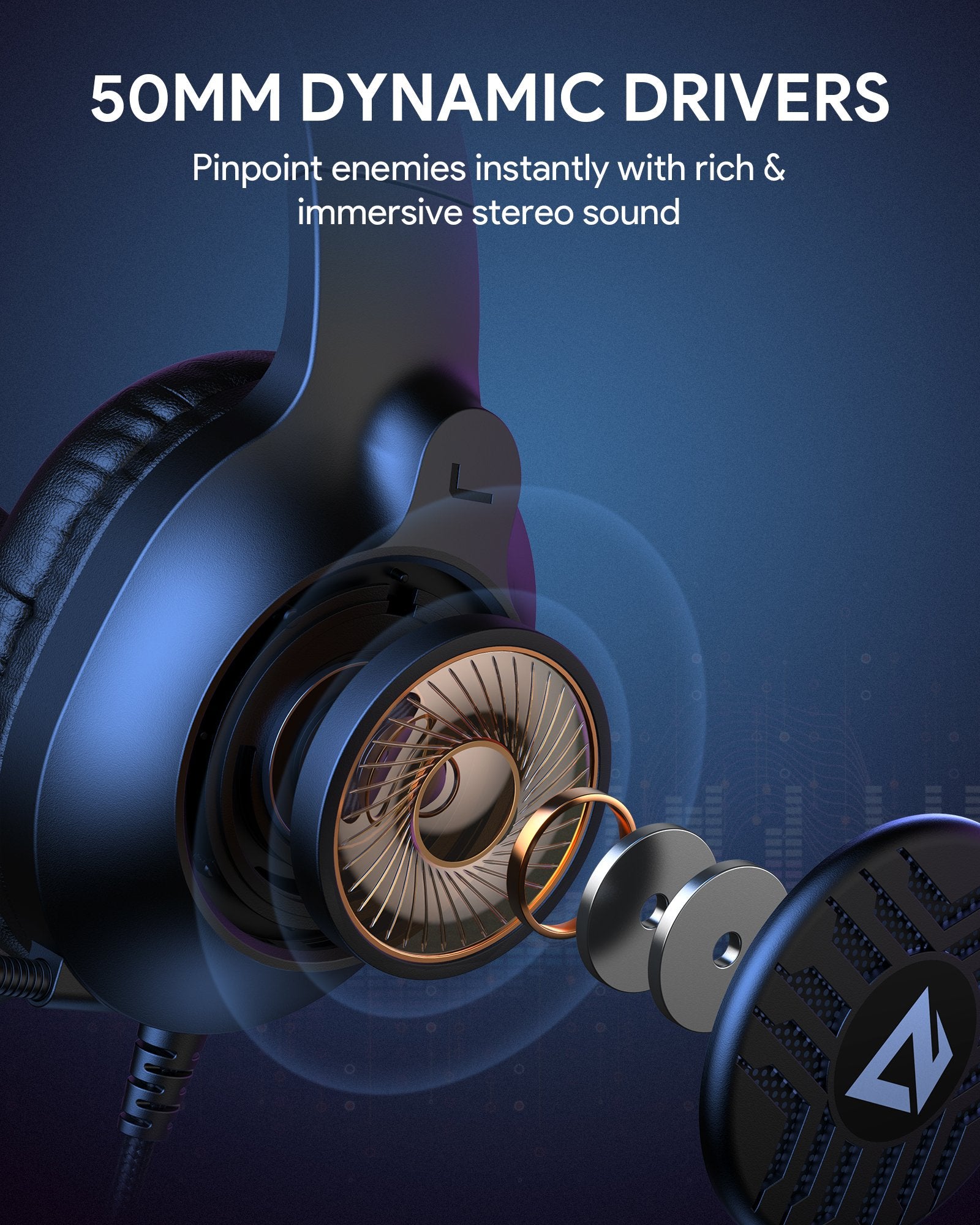 AUKEY GHX1 RGB-Gaming-Headset mit Stereo-Sound 50 mm Treiber Mikrofon mit Geräuschunterdrückung