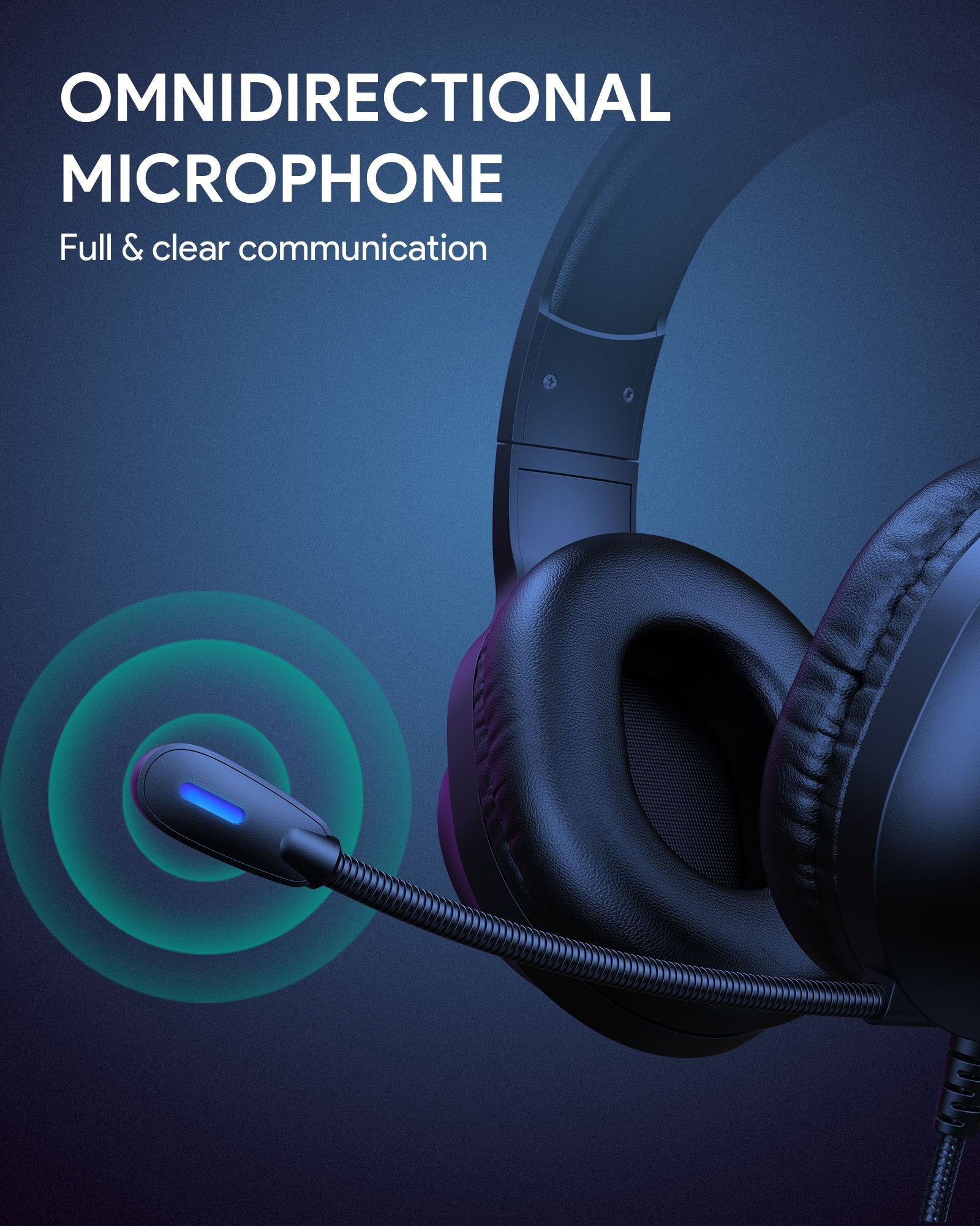 AUKEY GHX1 RGB-Gaming-Headset mit Stereo-Sound 50 mm Treiber Mikrofon mit Geräuschunterdrückung