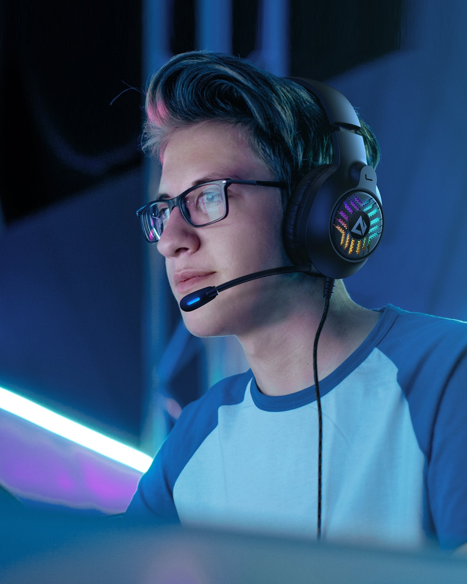 AUKEY GHX1 RGB-Gaming-Headset mit Stereo-Sound 50 mm Treiber Mikrofon mit Geräuschunterdrückung