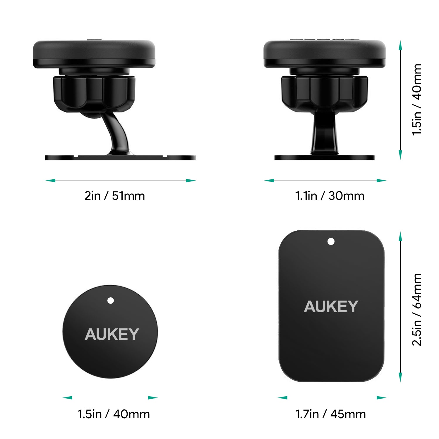 AUKEY HD-C13 Autohalterung, aufgeklebte magnetische Telefonhalterung für das Armaturenbrett für IOS, Android, Windows-Smartphones und mehr