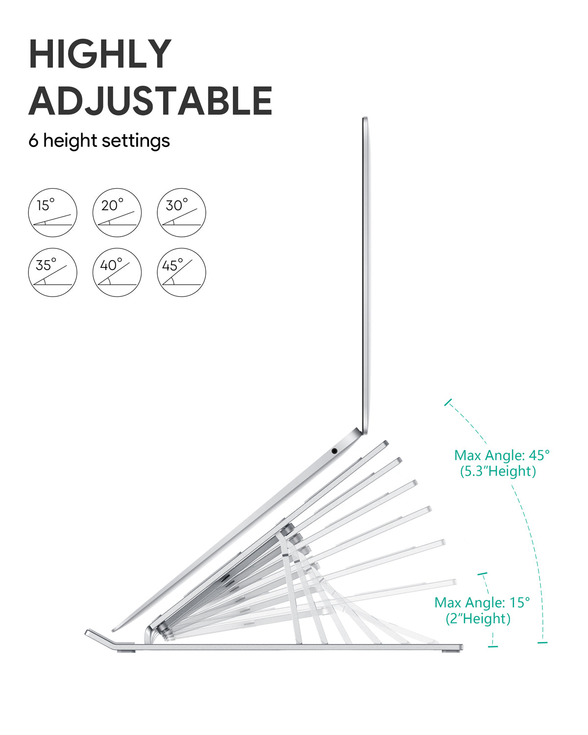 AUKEY HD-LT07 Laptop-Ständer, verstellbarer und tragbarer Laptop- und Tablet-Ständer, faltbarer Laptop-Riser aus Aluminiumlegierung