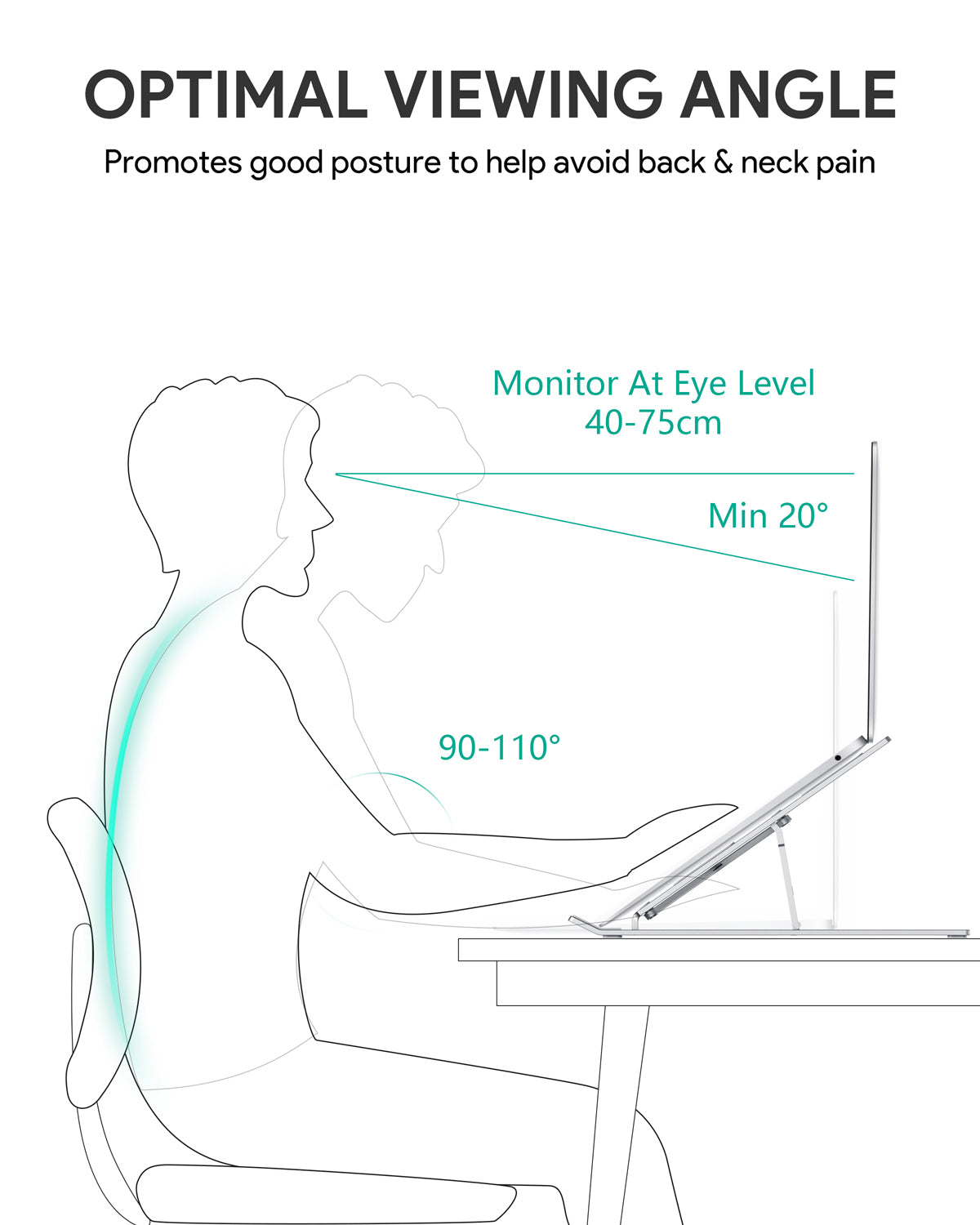 AUKEY HD-LT07 Laptop-Ständer, verstellbarer und tragbarer Laptop- und Tablet-Ständer, faltbarer Laptop-Riser aus Aluminiumlegierung