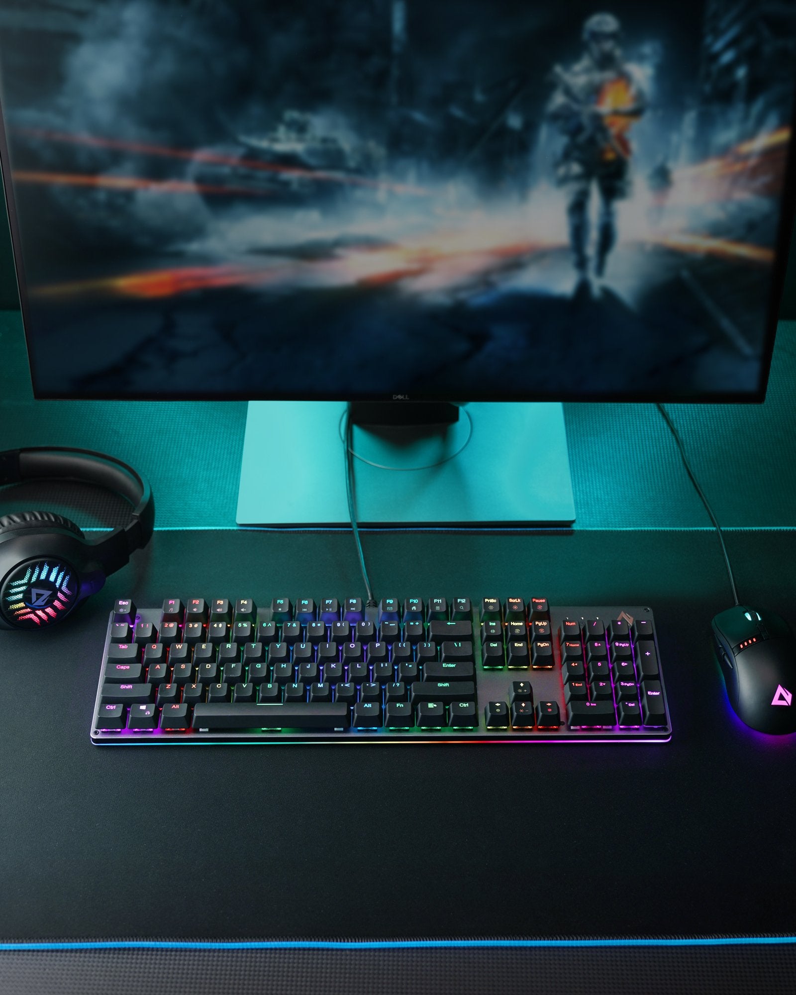 AUKEY KMG12 Mechanische Tastatur (QWERTZ Layout) Blaue Schalter 104 key mit Gaming-Software