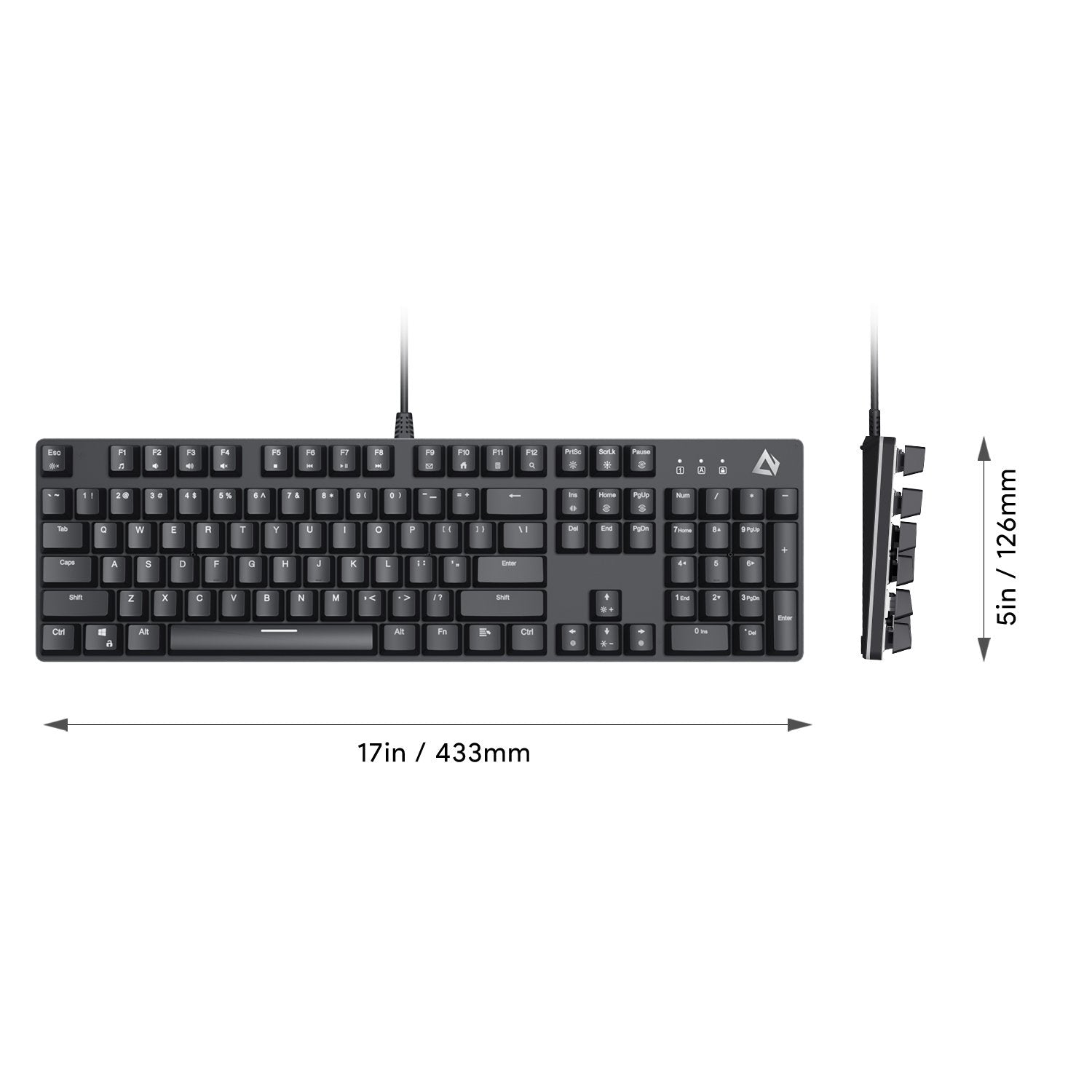 AUKEY KMG12 Mechanische Tastatur (QWERTZ Layout) Blaue Schalter 104 key mit Gaming-Software