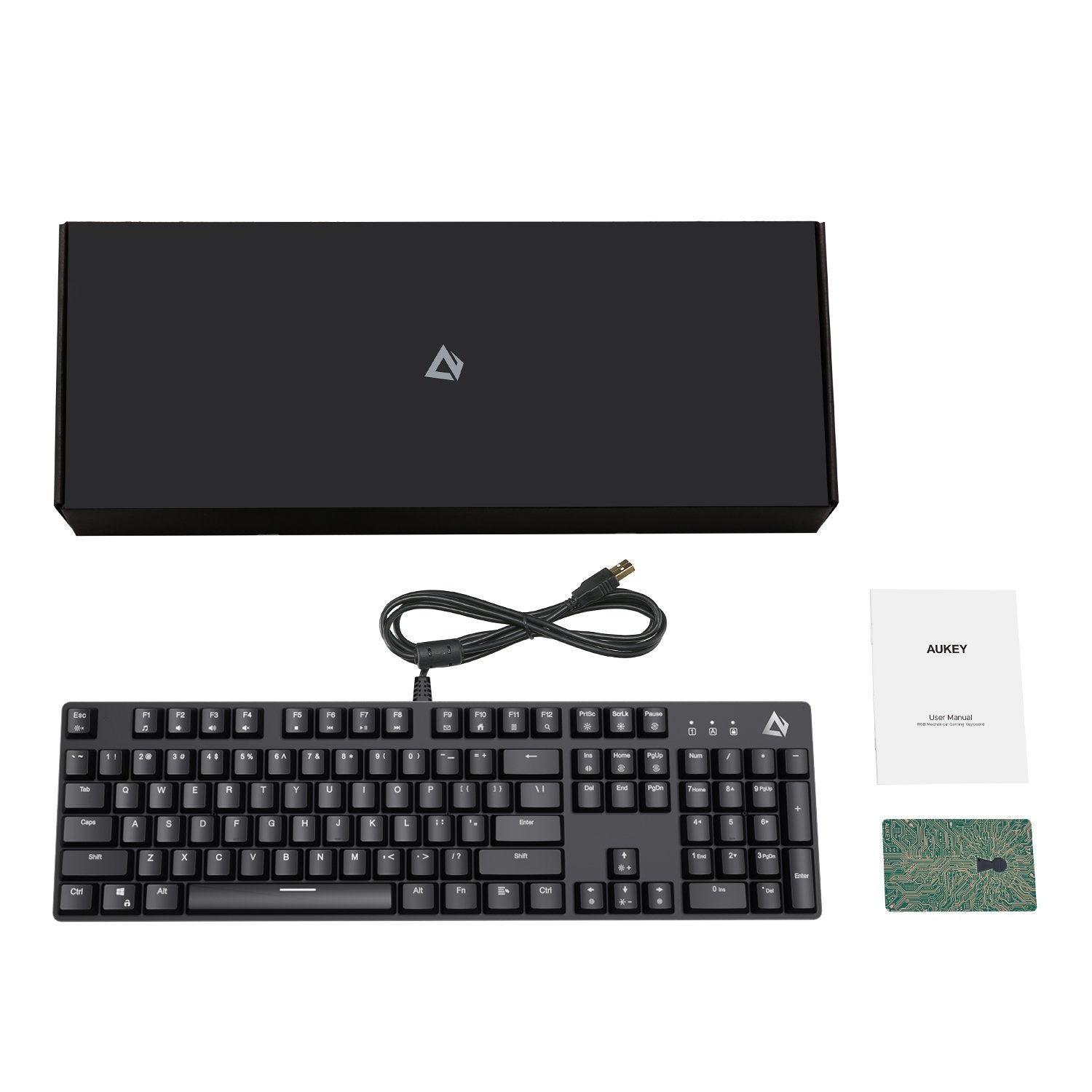 AUKEY KMG12 Mechanische Tastatur (QWERTZ Layout) Blaue Schalter 104 key mit Gaming-Software