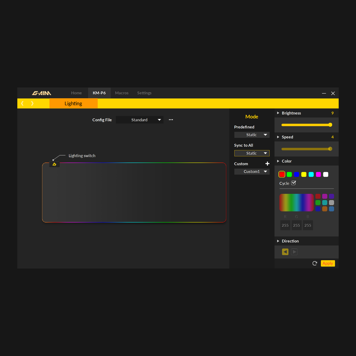 AUKEY RGB Gaming Mauspad KM-P6 Großes erweitertes LED-Mauspad mit anpassbaren 16,8 Millionen Farben, 800 x 300 mm