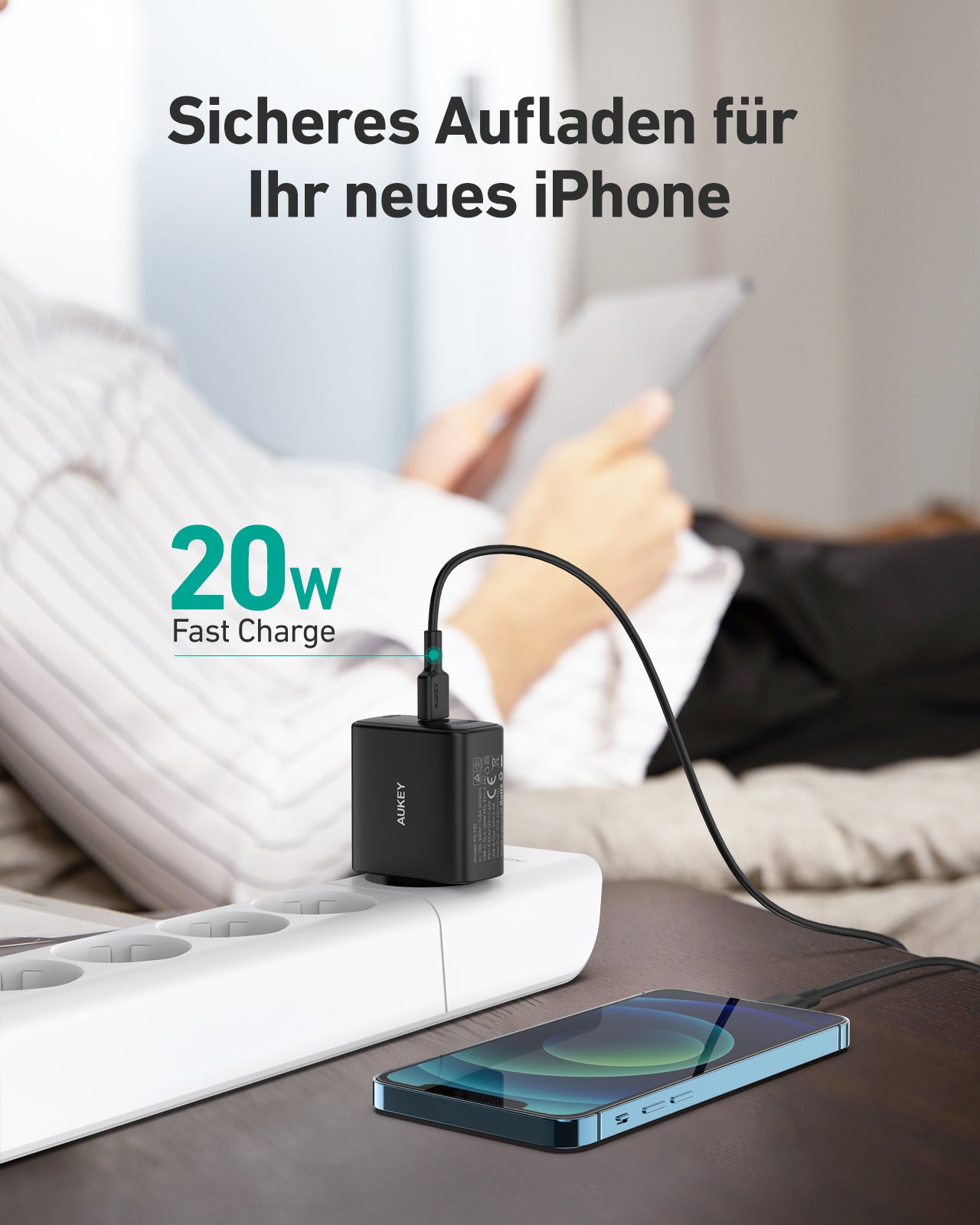 AUKEY PA-F3S Schnell LadegeräMix 32W Dual-Port Würfel Stecker Leistung, Schwarz
